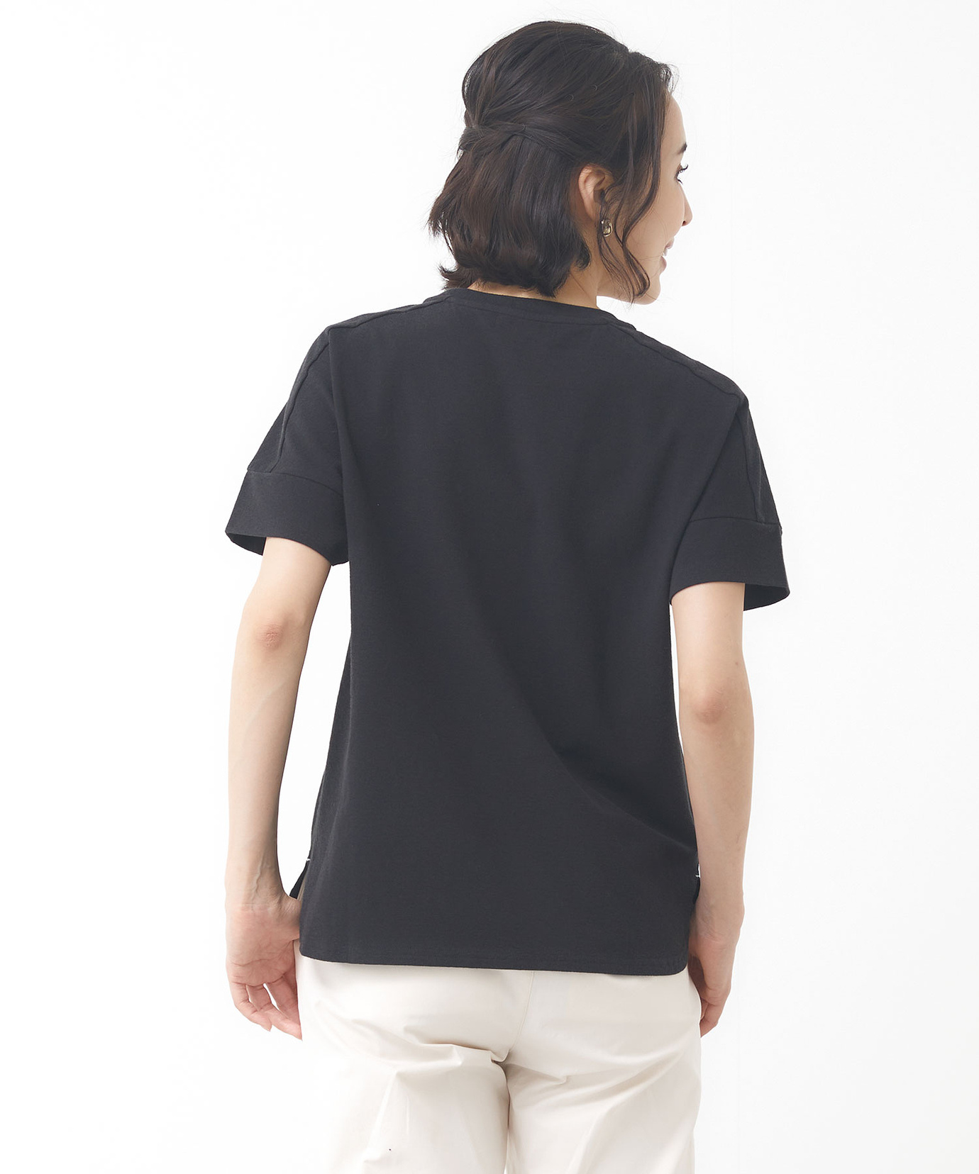 T.666.T　1004030 レディース 無地 切り替え クルーネック Tシャツ通販 [2002-53230