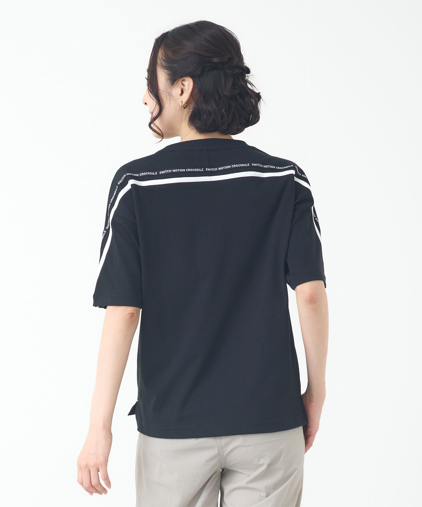 レディース 天竺 ロゴテープ 5分袖 Tシャツ【吸汗速乾】通販 [2002