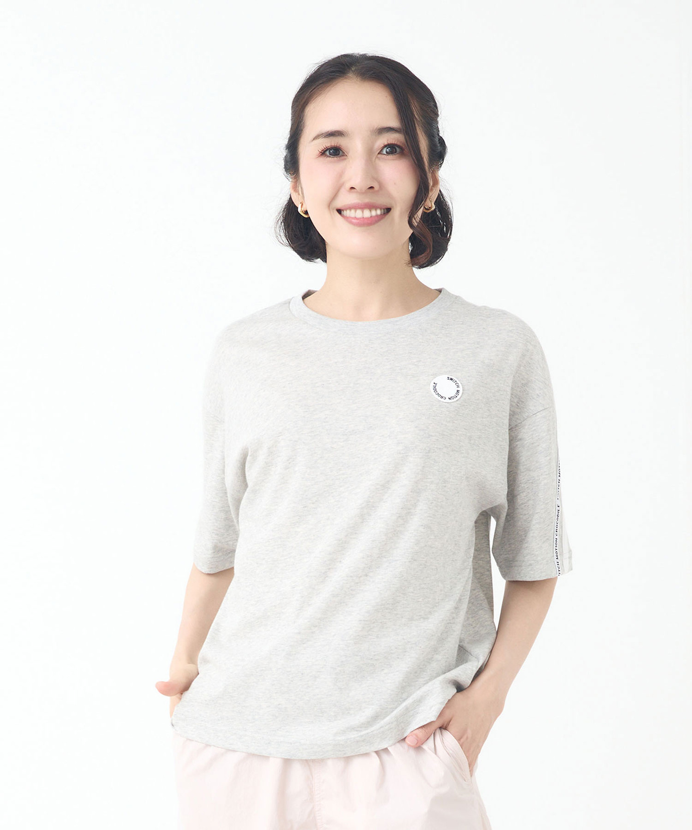 レディース 天竺 ロゴテープ 5分袖 Tシャツ【吸汗速乾】通販 [2002