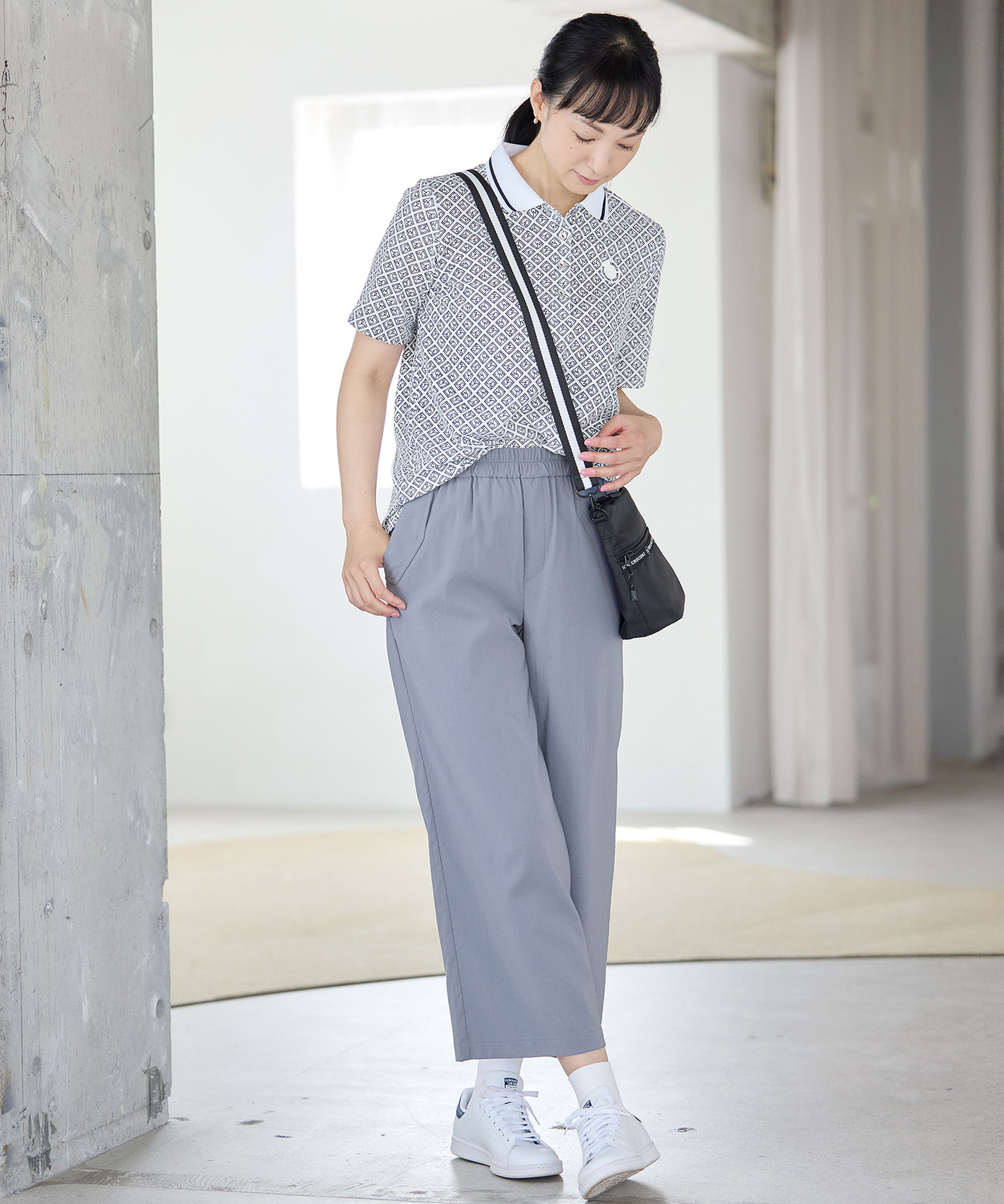 レディース モノグラム プリント 鹿の子 ポロシャツ通販 [2002-53236