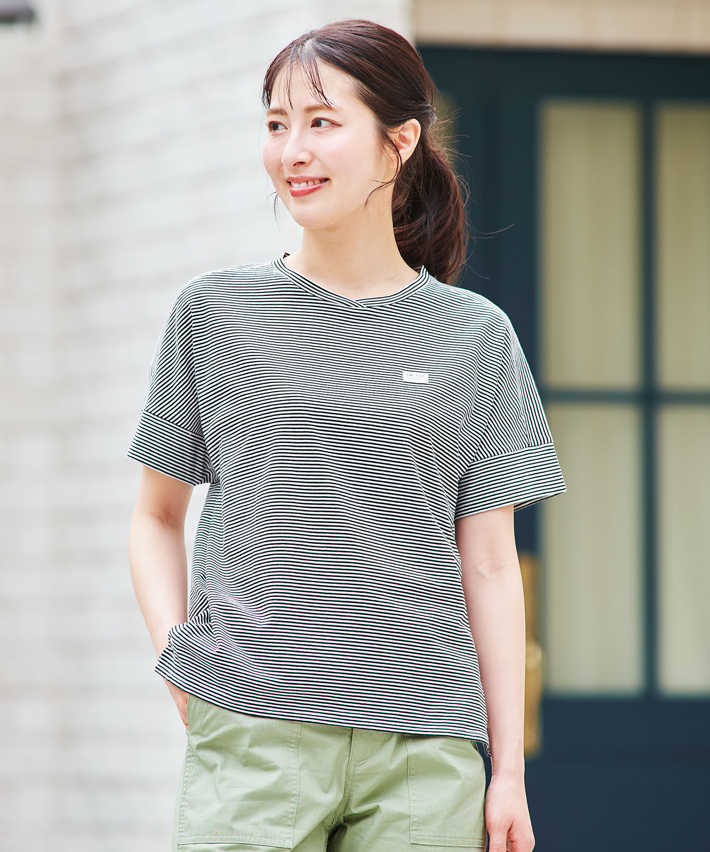 レディース 天竺 切り替えデザイン Tシャツ通販 [2002-53238