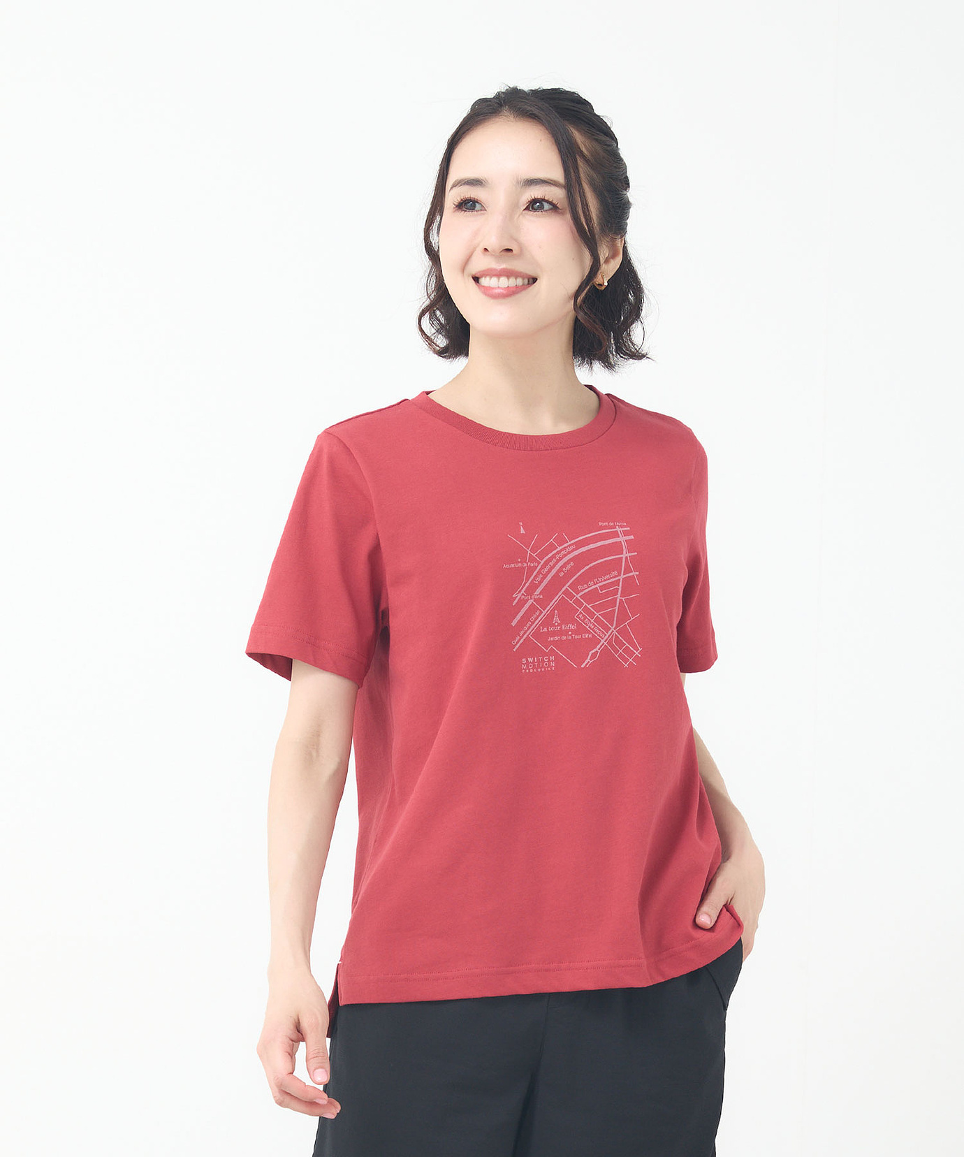 レディース マップ柄 サイドスリット Tシャツ【吸汗速乾】通販 [2002