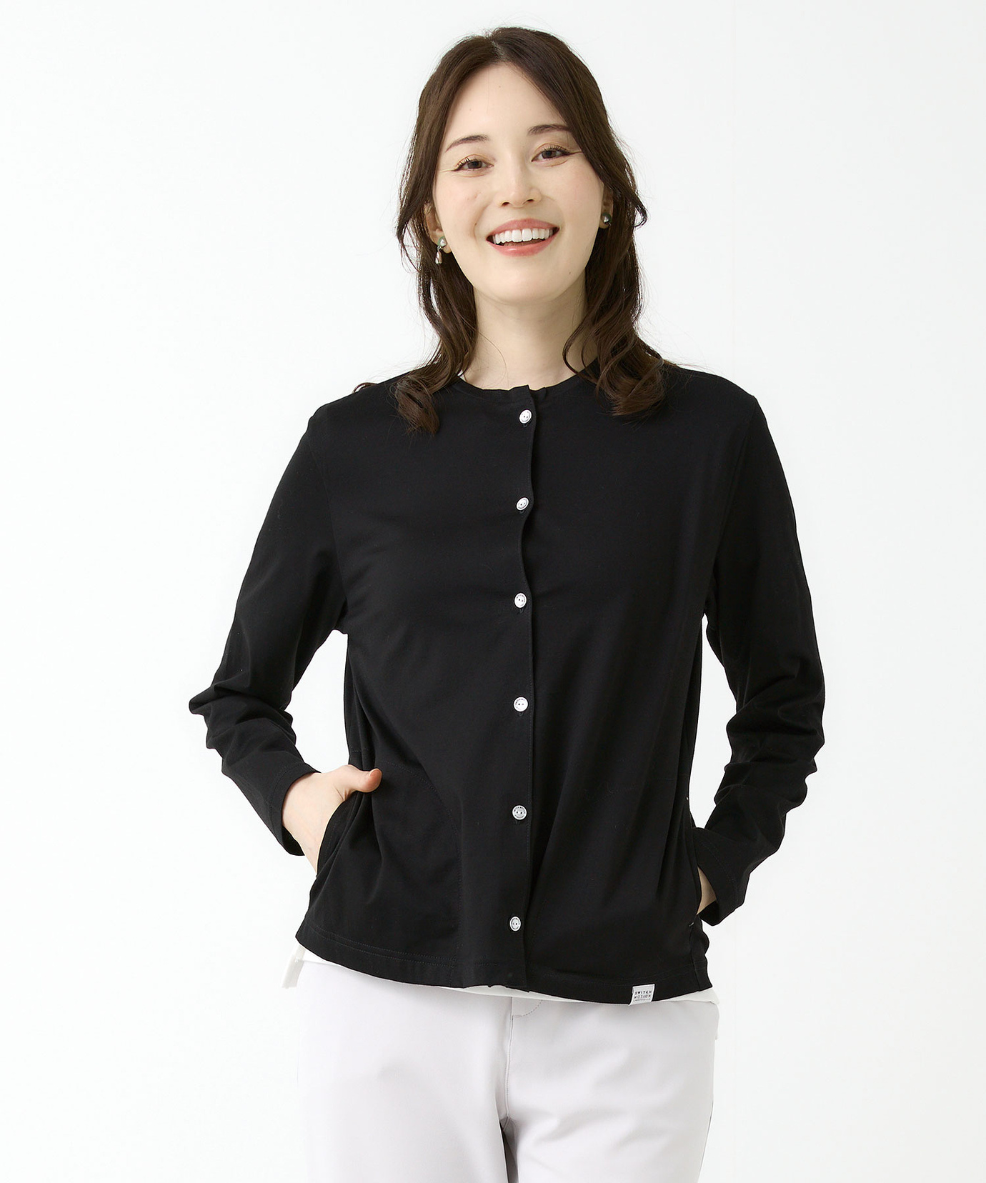 レディース 天竺 クルーネック カーディガン通販 [2002-54204