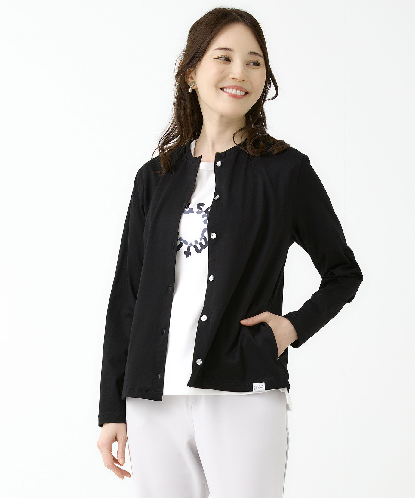 レディース 天竺 クルーネック カーディガン通販 [2002-54204