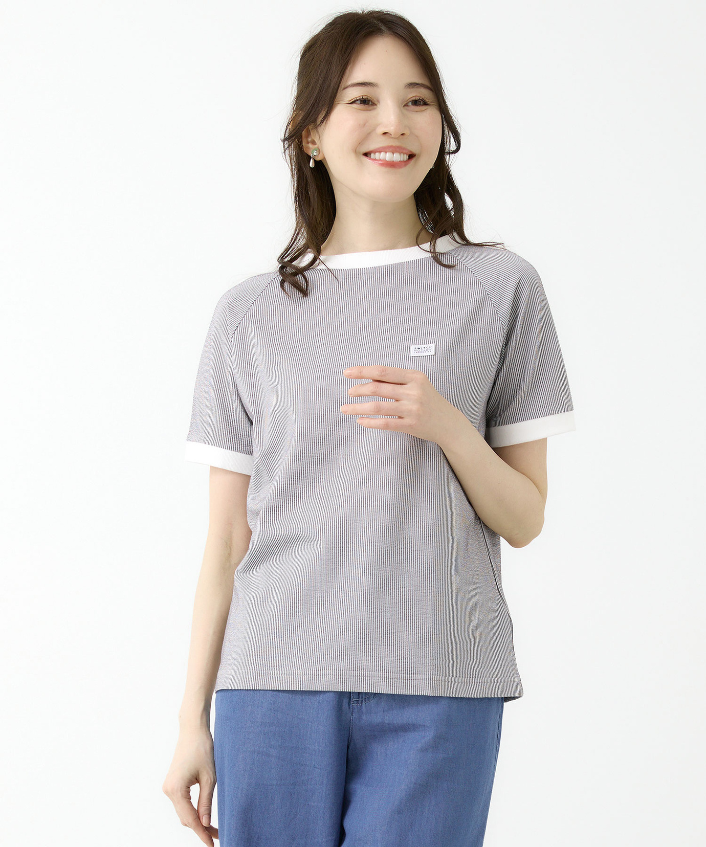 レディース ストライプ バイカラー カットソー通販 [2002-54206