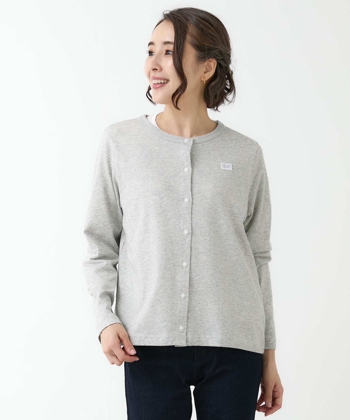 レディース サテンテープ クルーネック カーディガン【吸汗速乾】通販