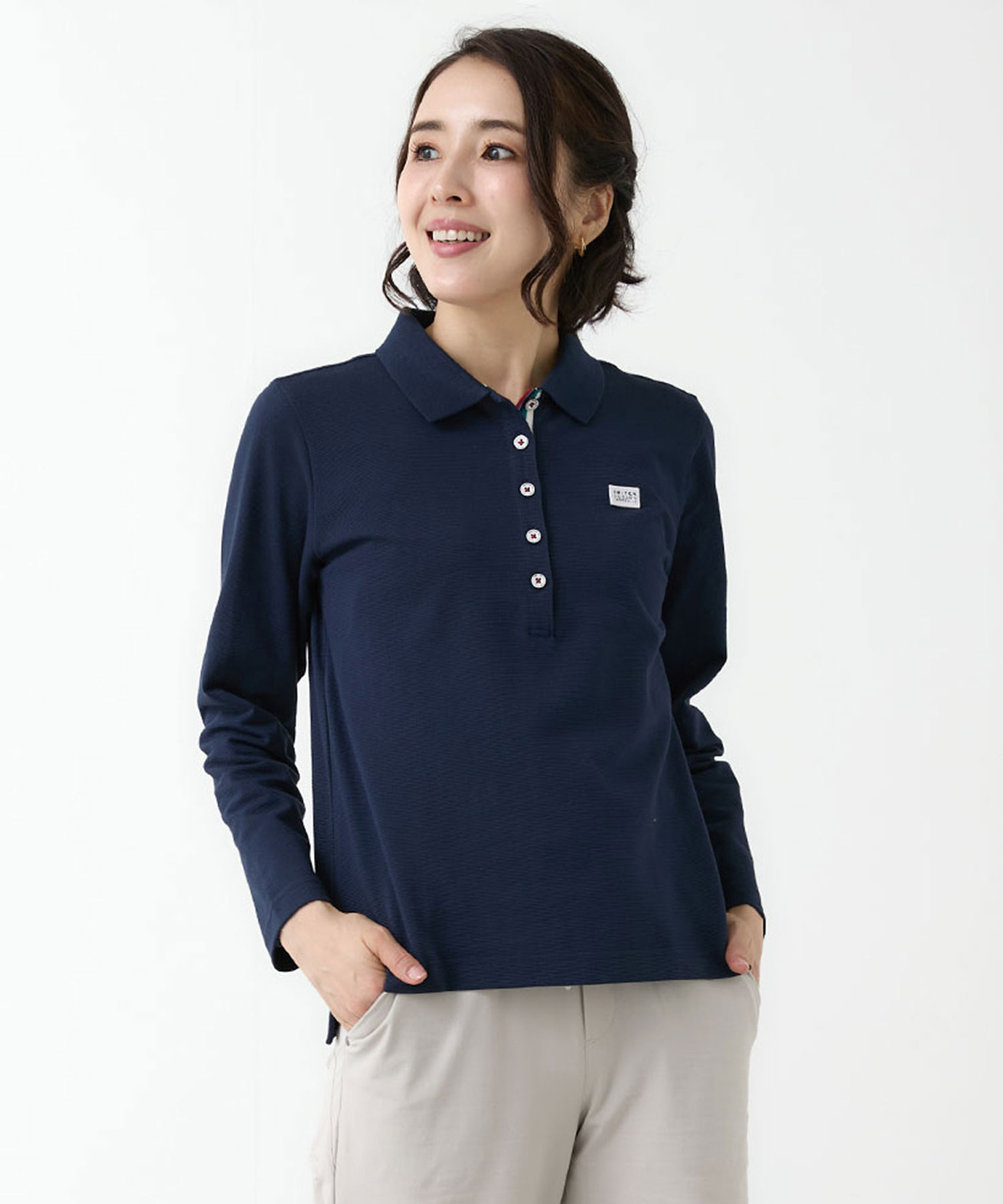 レディース ピケ 配色デザイン ポロシャツ通販 [2002-55219