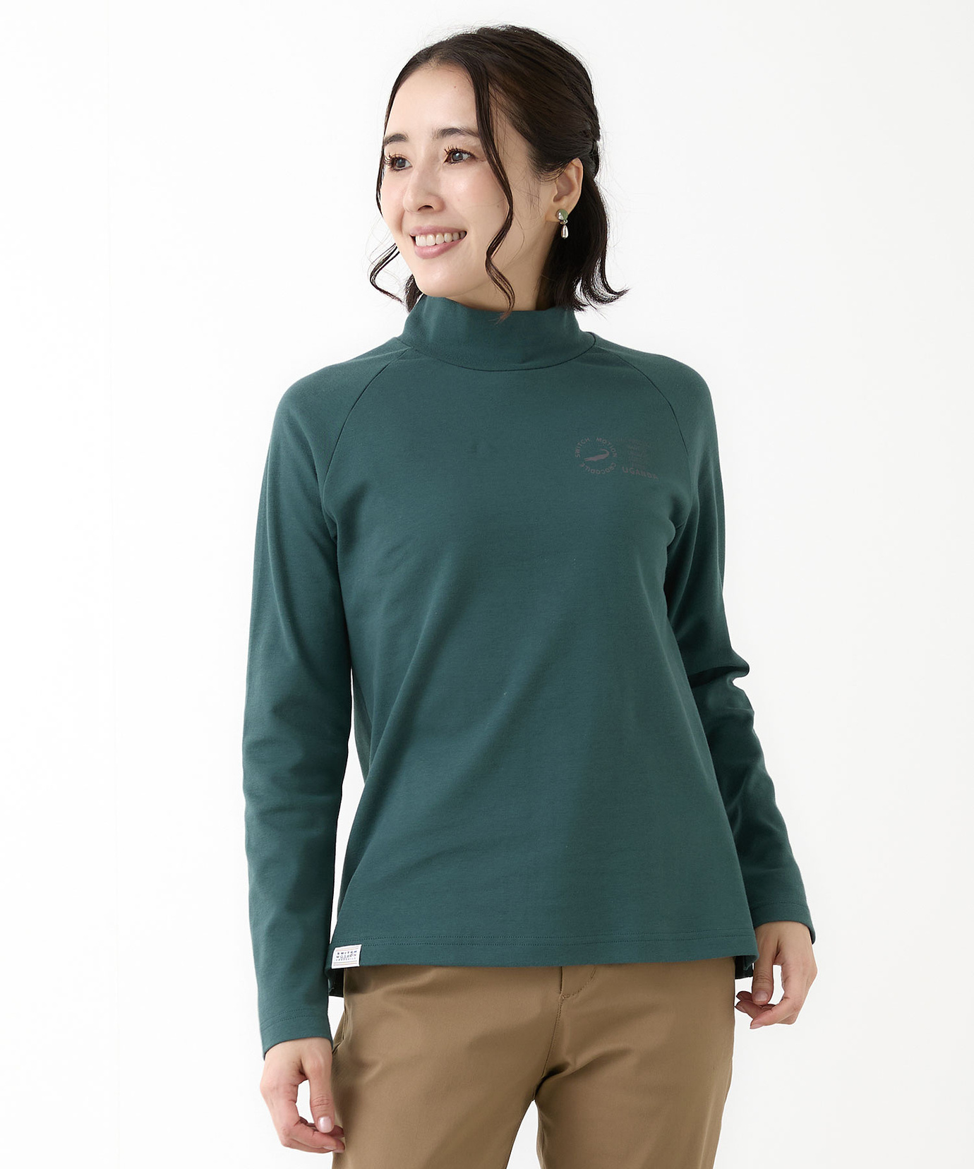 レディース スムース ハイネック カットソー 【ウガンダ オーガニック