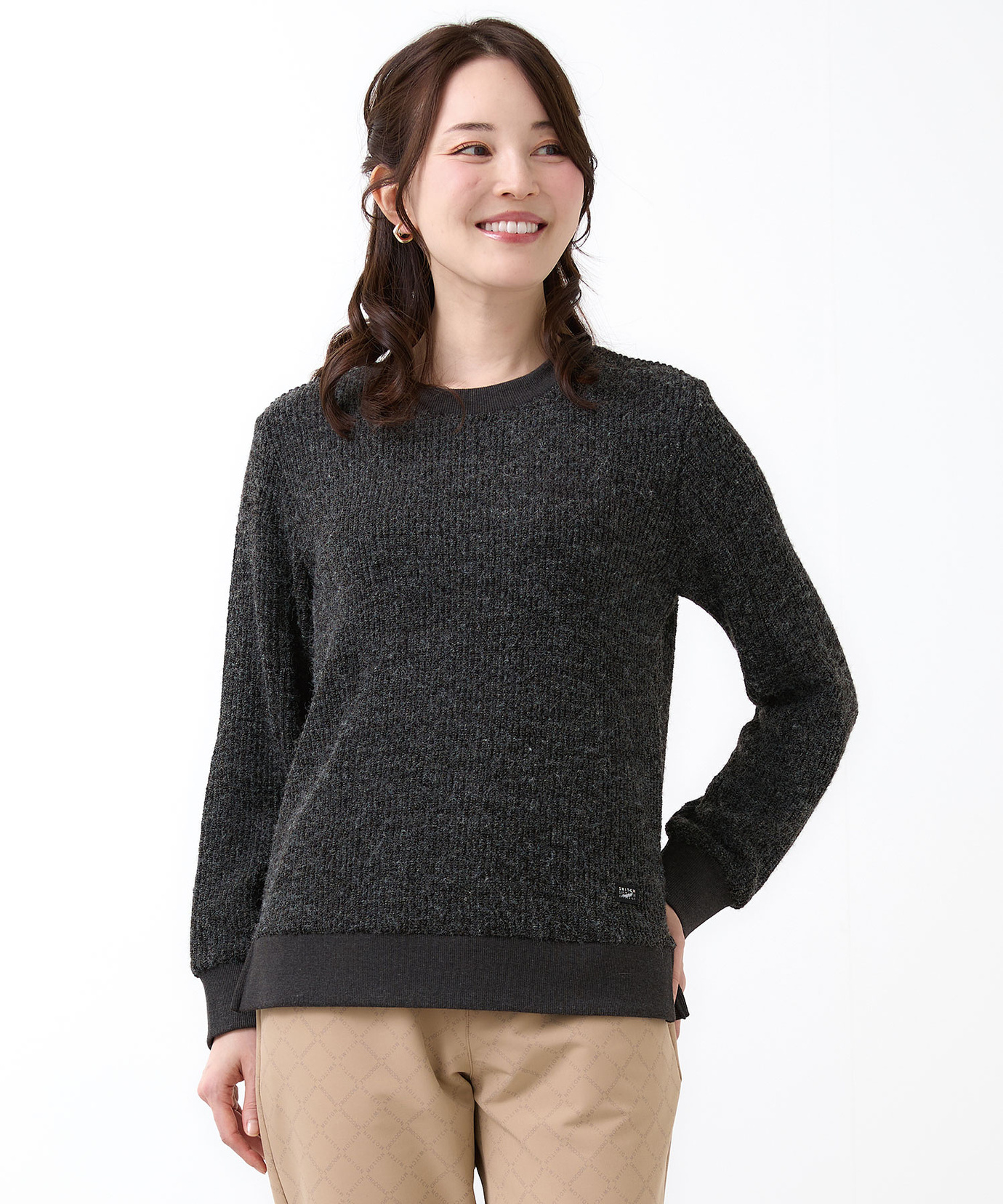 IRISHMAN ダイヤモンドパターン クールネックトレーナー レディース ニット風 クルーネックトレーナー通販 [2002-56210