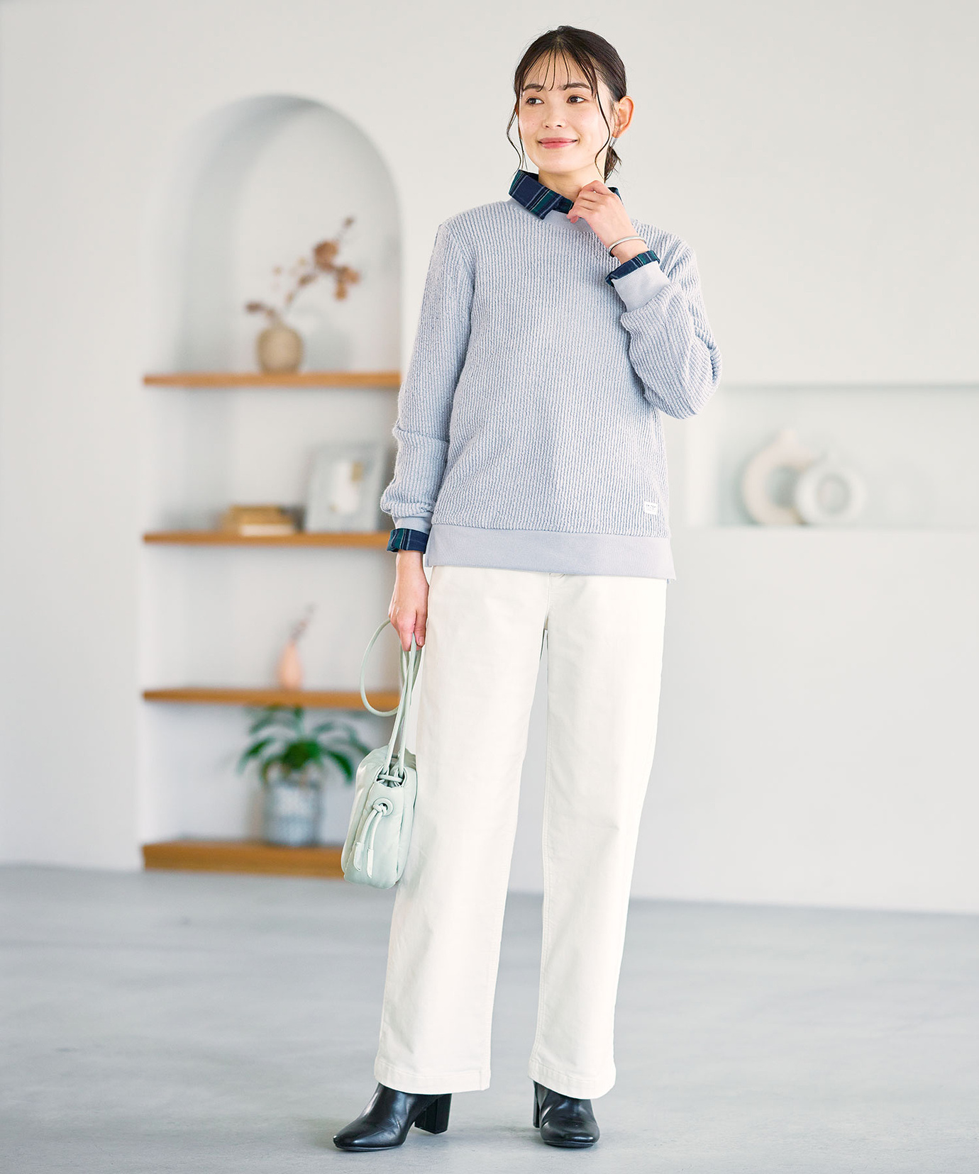 レディース ニット風 クルーネックトレーナー通販 [2002-56210