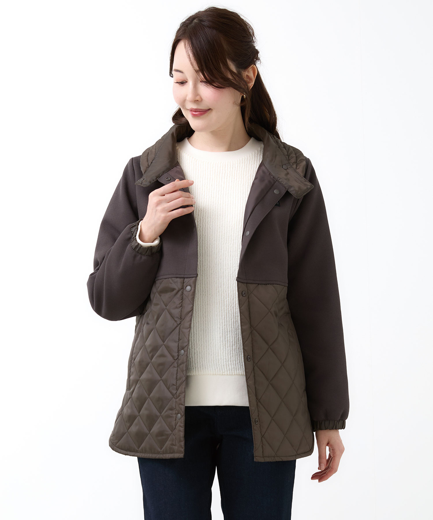 レディース 鹿の子 ドッキング キルトジャケット通販 [2002-56213