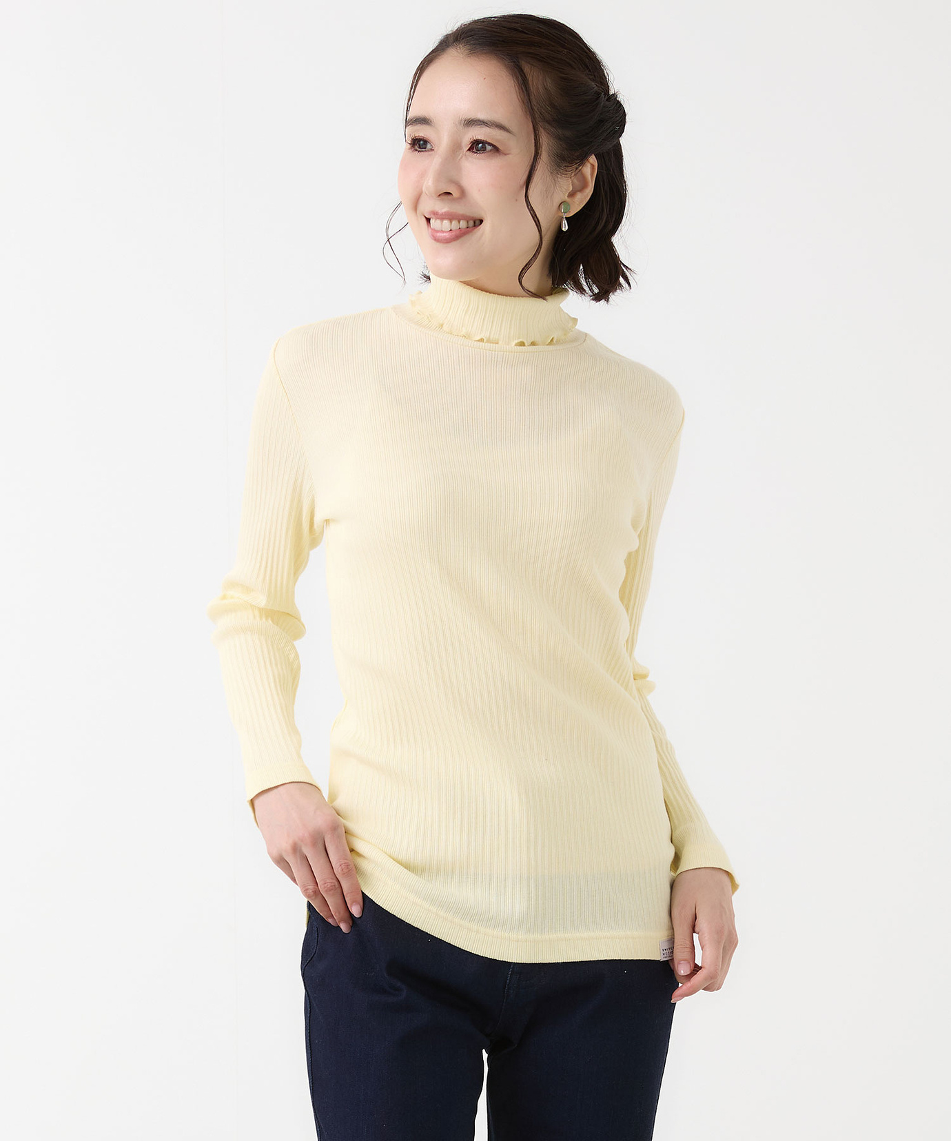 レディース リブ メロー ハイネックカットソー通販 [2002-61201