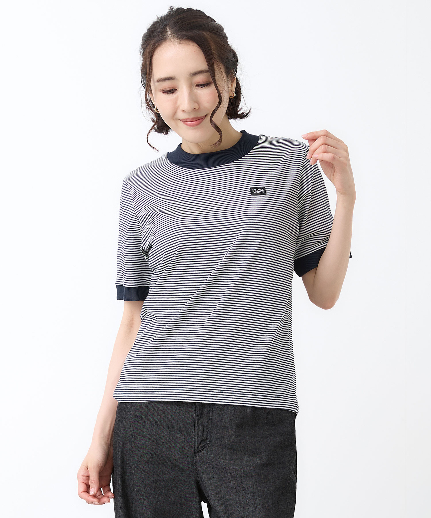 レディース プレーティング天竺 リブ切り替え Tシャツ【吸水速乾】通販