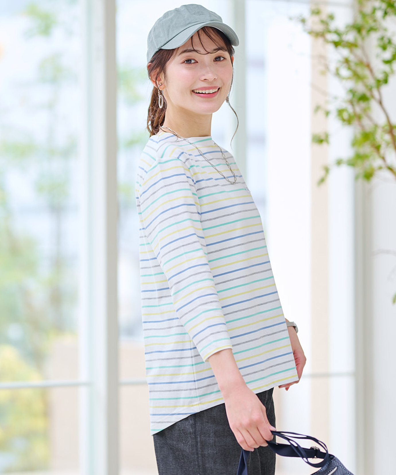 レディース スノーコットン ボーダー 七分袖 Tシャツ【接触冷感】通販 