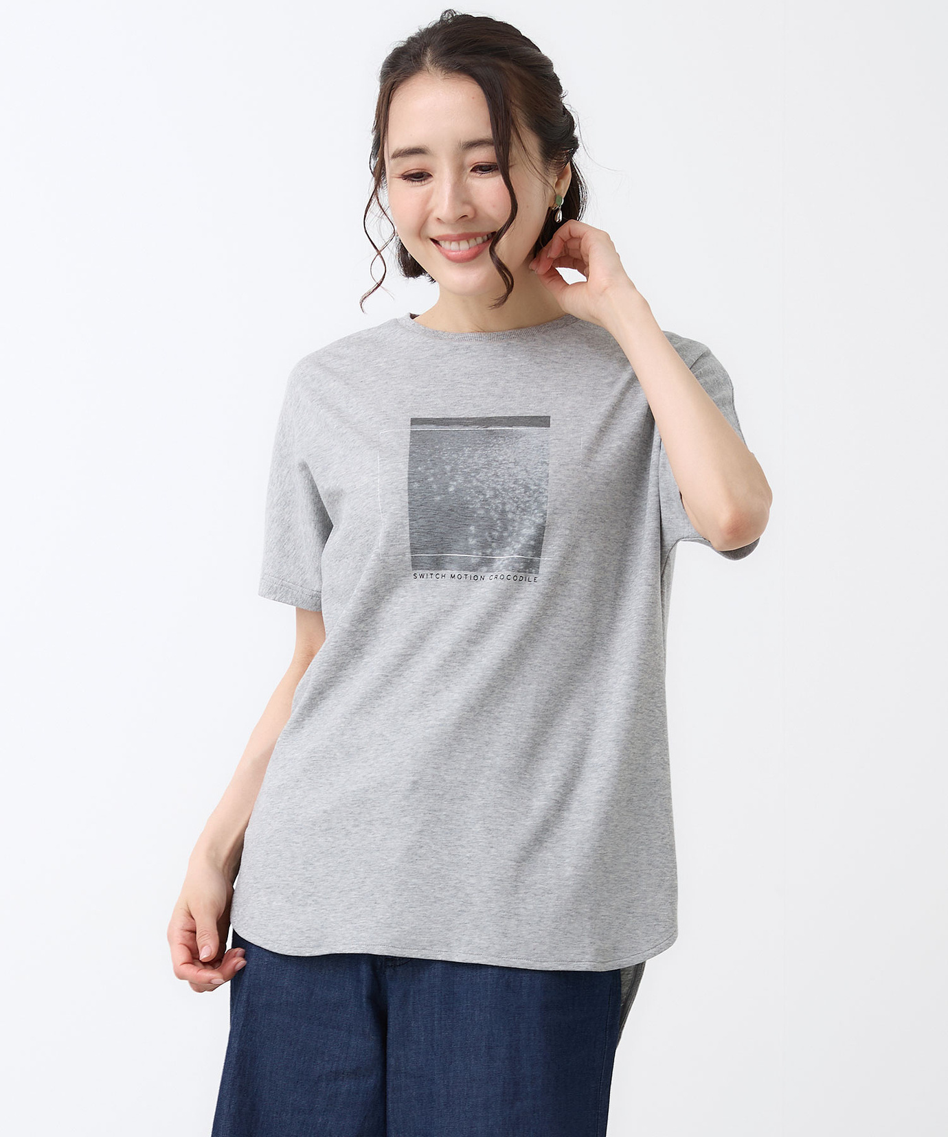 レディース スムース ロゴプリント チュニック丈 Tシャツ通販 [2002