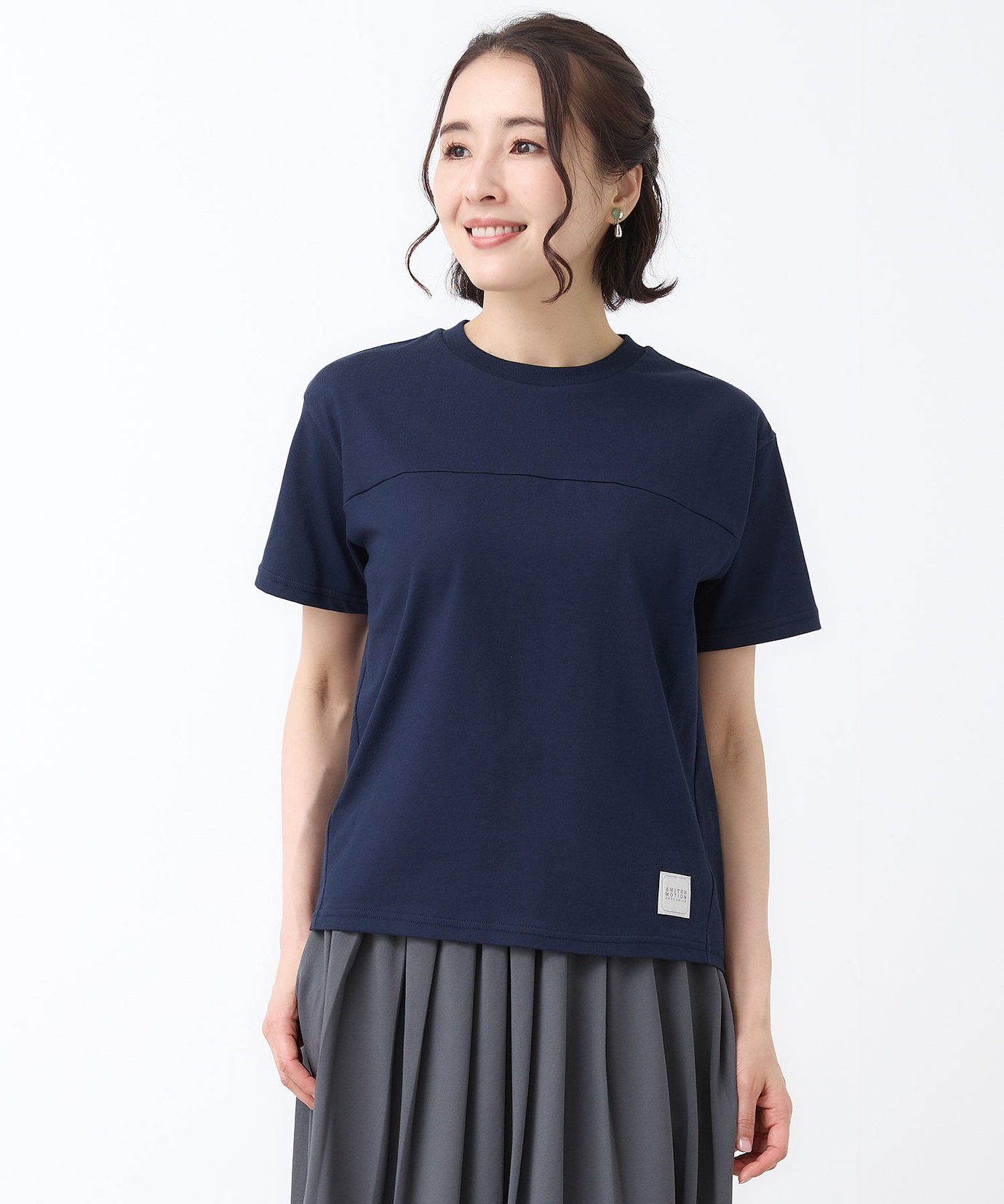 レディース プレーティング天竺 切り替えデザイン Tシャツ【吸汗速乾