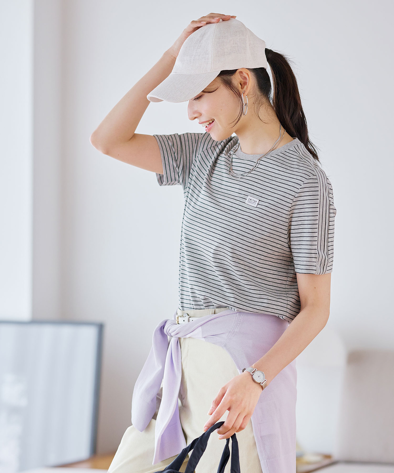 レディース スノーコットン 天竺 ボーダー Tシャツ【接触冷感】通販