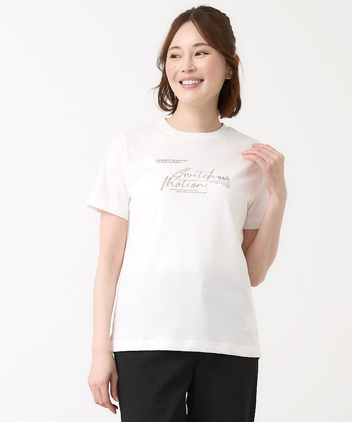 レディース プレーティング天竺 モチーフプリント Tシャツ【吸汗速乾