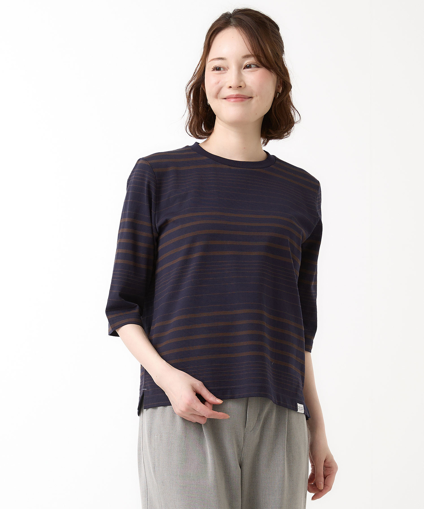レディース 天竺 ボーダー6分袖 Tシャツ通販 [2002-65200