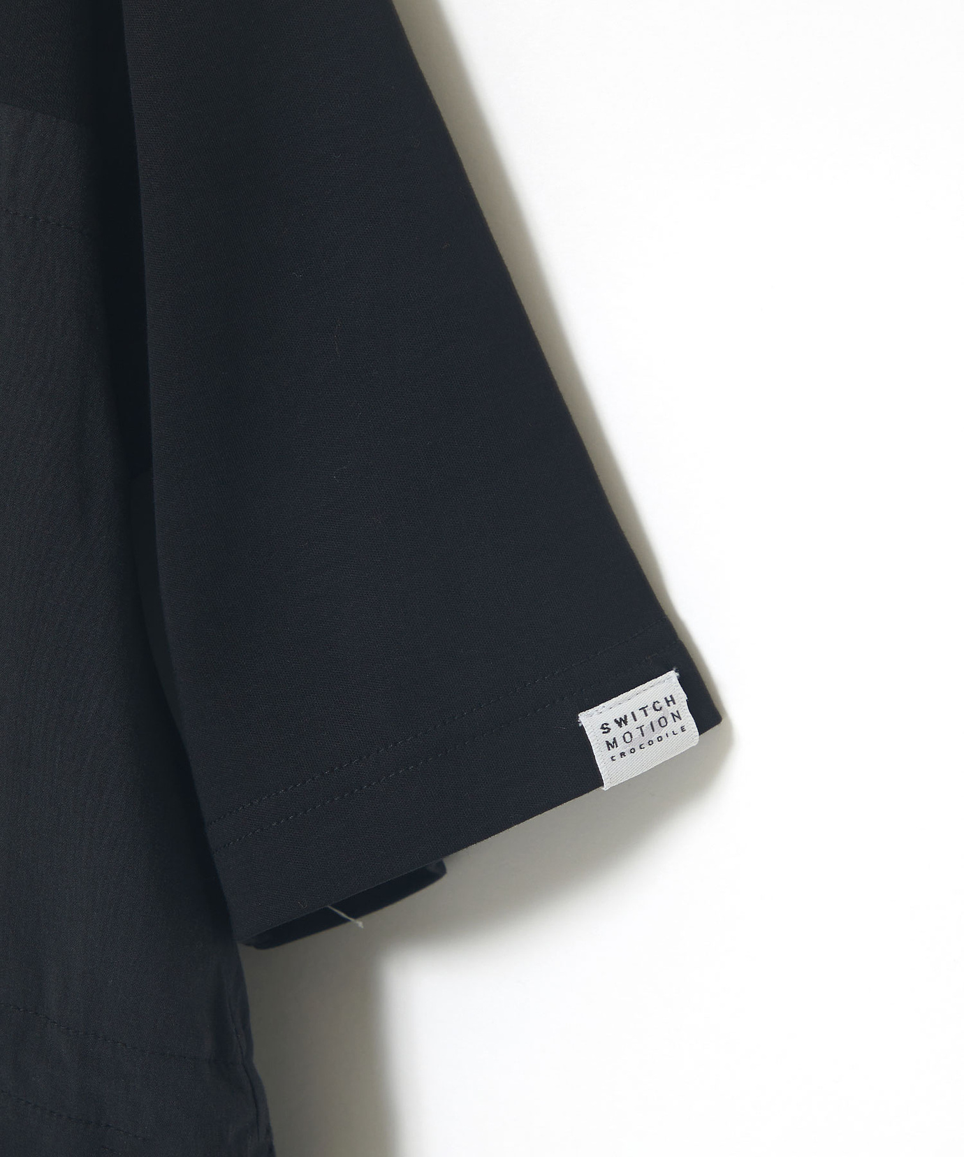 レディース プレーティング天竺 異素材ドッキング 5分袖Tシャツ【吸汗