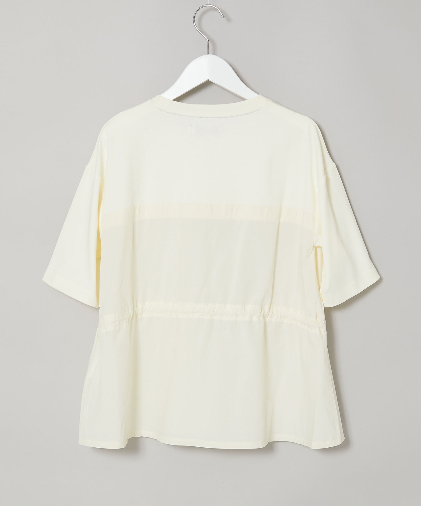 レディース プレーティング天竺 異素材ドッキング 5分袖Tシャツ【吸汗