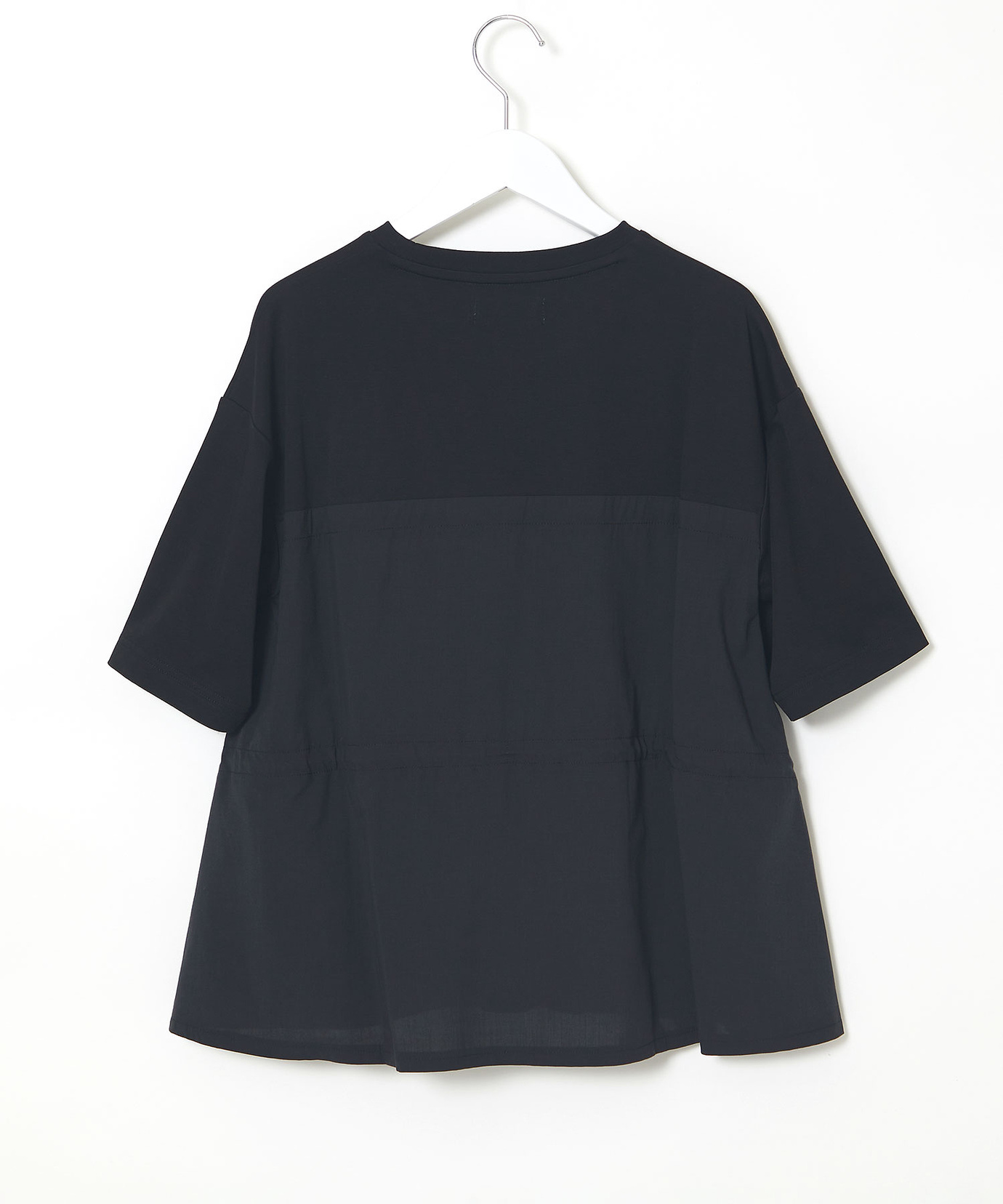 レディース プレーティング天竺 異素材ドッキング 5分袖Tシャツ【吸汗