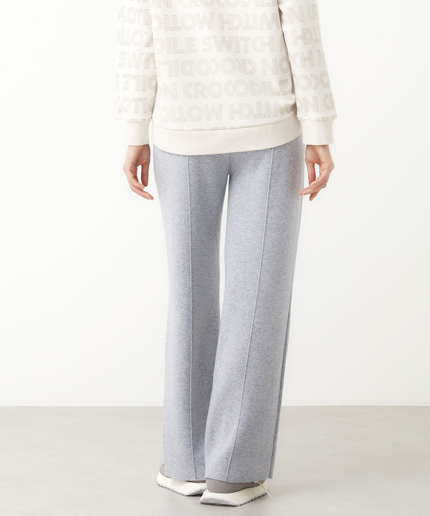 レディース ピンタック ダブルジャカード ニットパンツ【手洗いOK