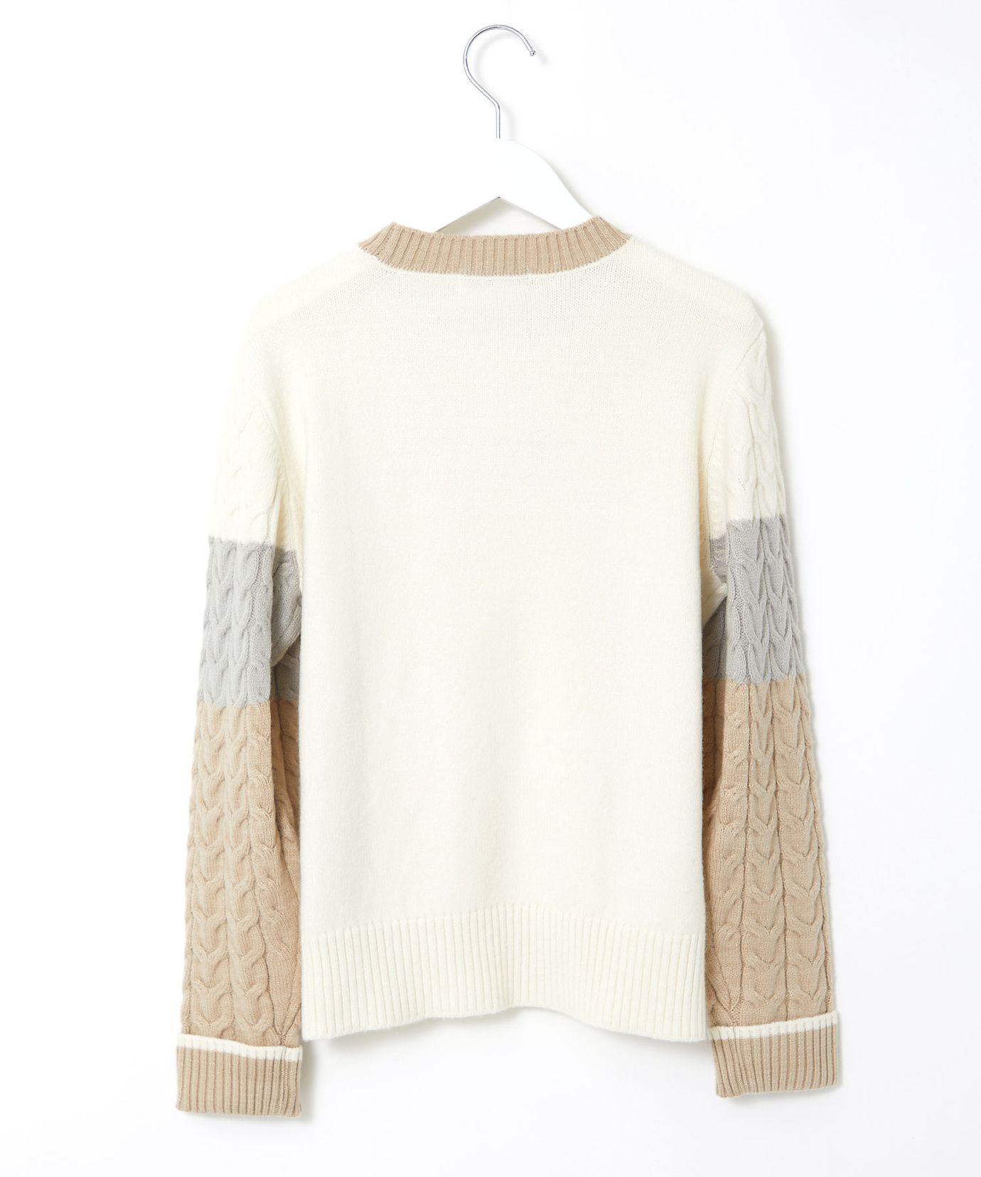 レディース ケーブル柄 切り替え ニット通販 [2003-47311