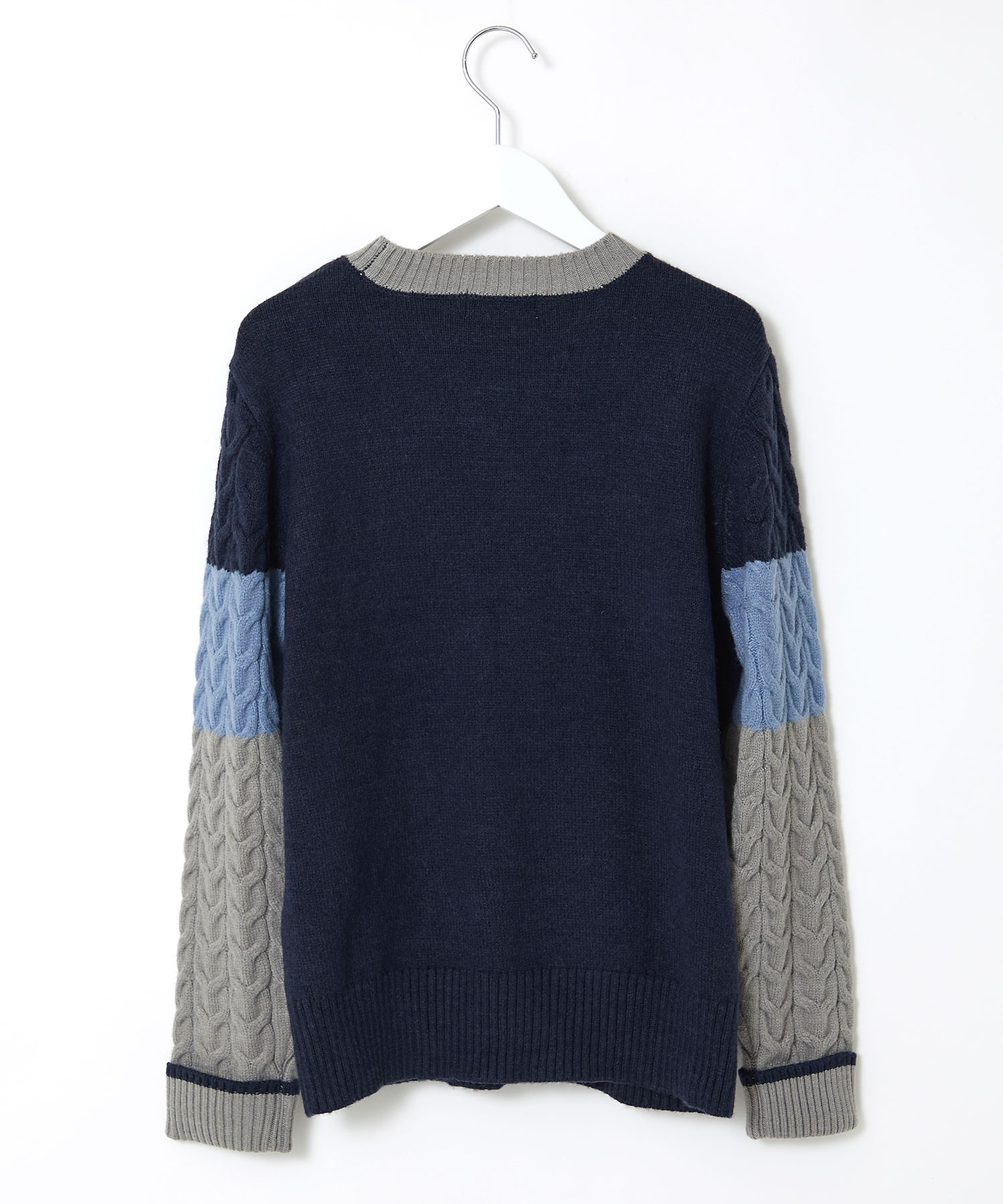 レディース ケーブル柄 切り替え ニット通販 [2003-47311