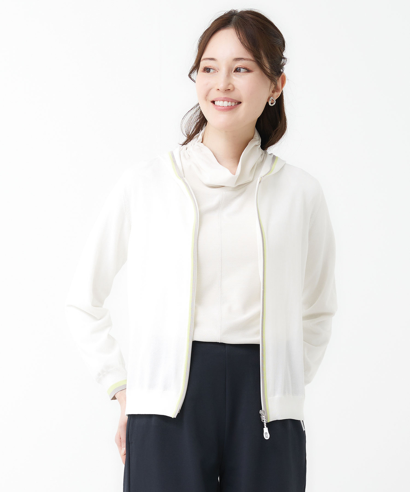 美品✨小森縫製　日々　カシミヤ混　ニットパーカー セール】 【洗える】オータムシャイニー ニットパーカー