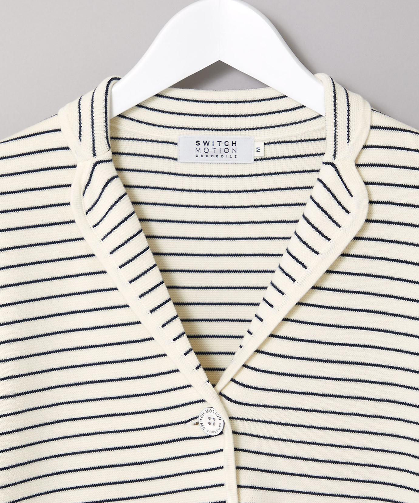 美品✨アルテア　ニットテーラードジャケット　マリンボーダー　イタリア　白×青　M 美品✨アルテア ニットテーラードジャケット マリンボーダー