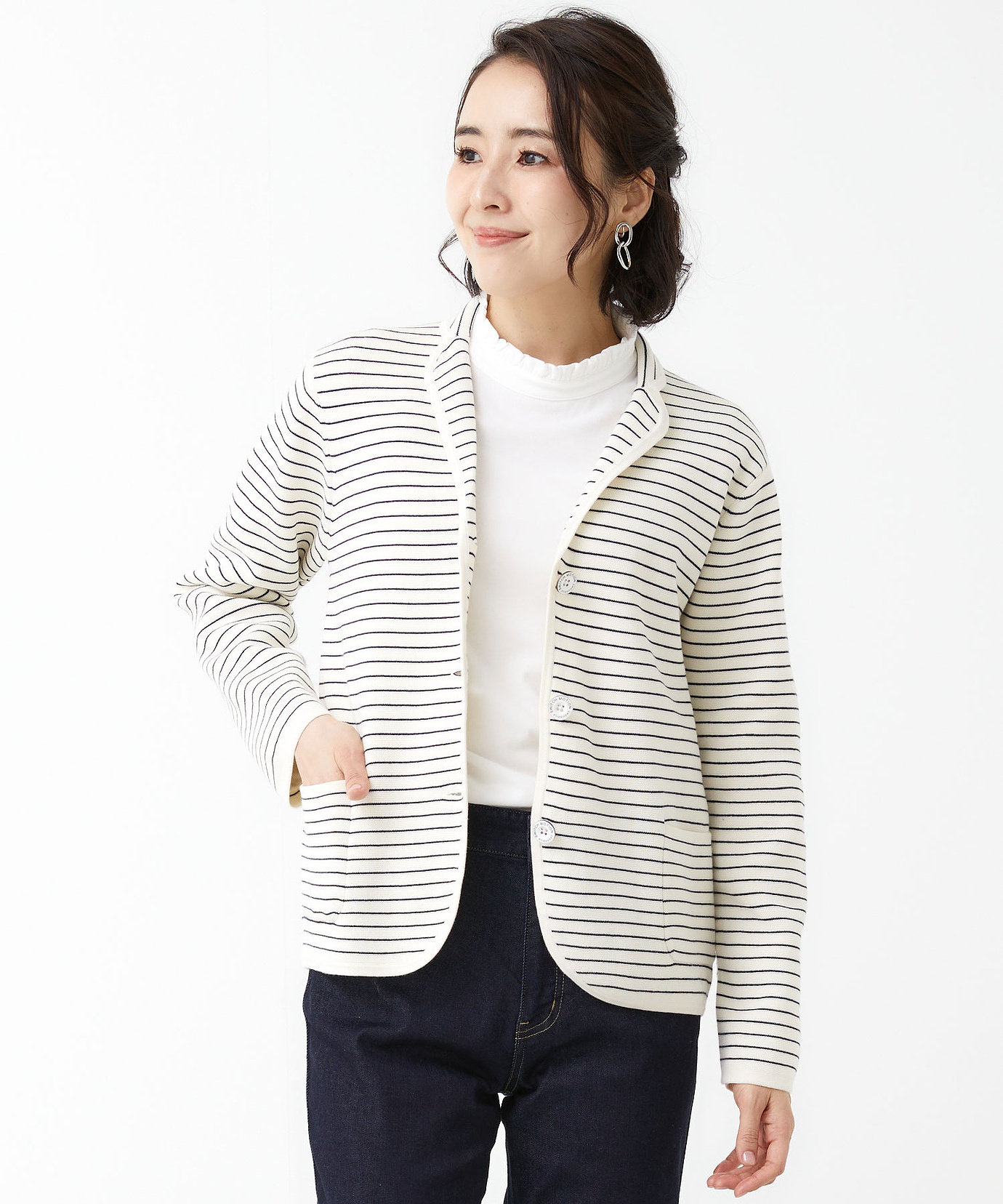 レディース ミラノリブ テーラード ニットジャケット通販 [2003-51302