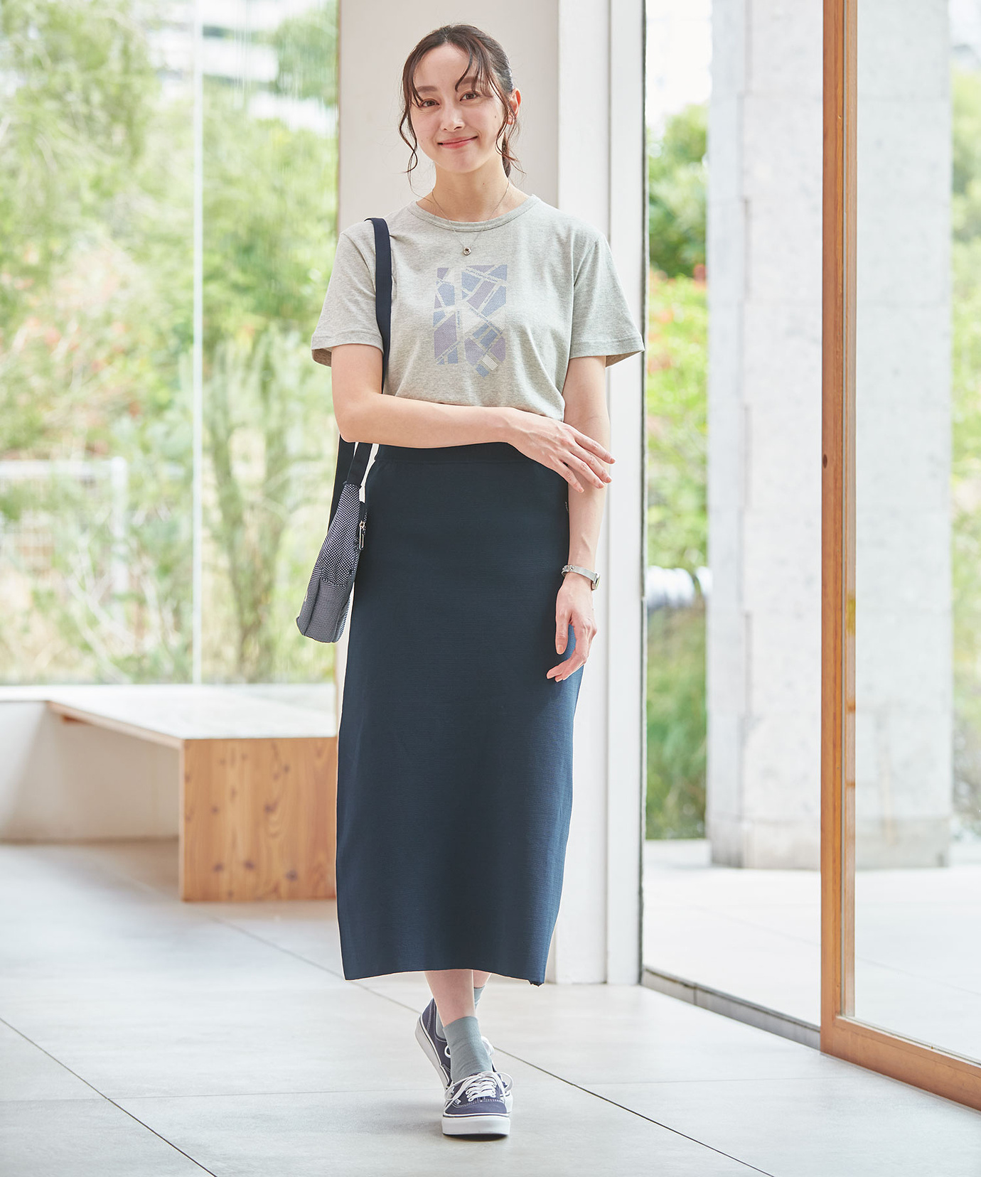 レディース サークルロゴプリント ニット スカート【手洗いOK】通販