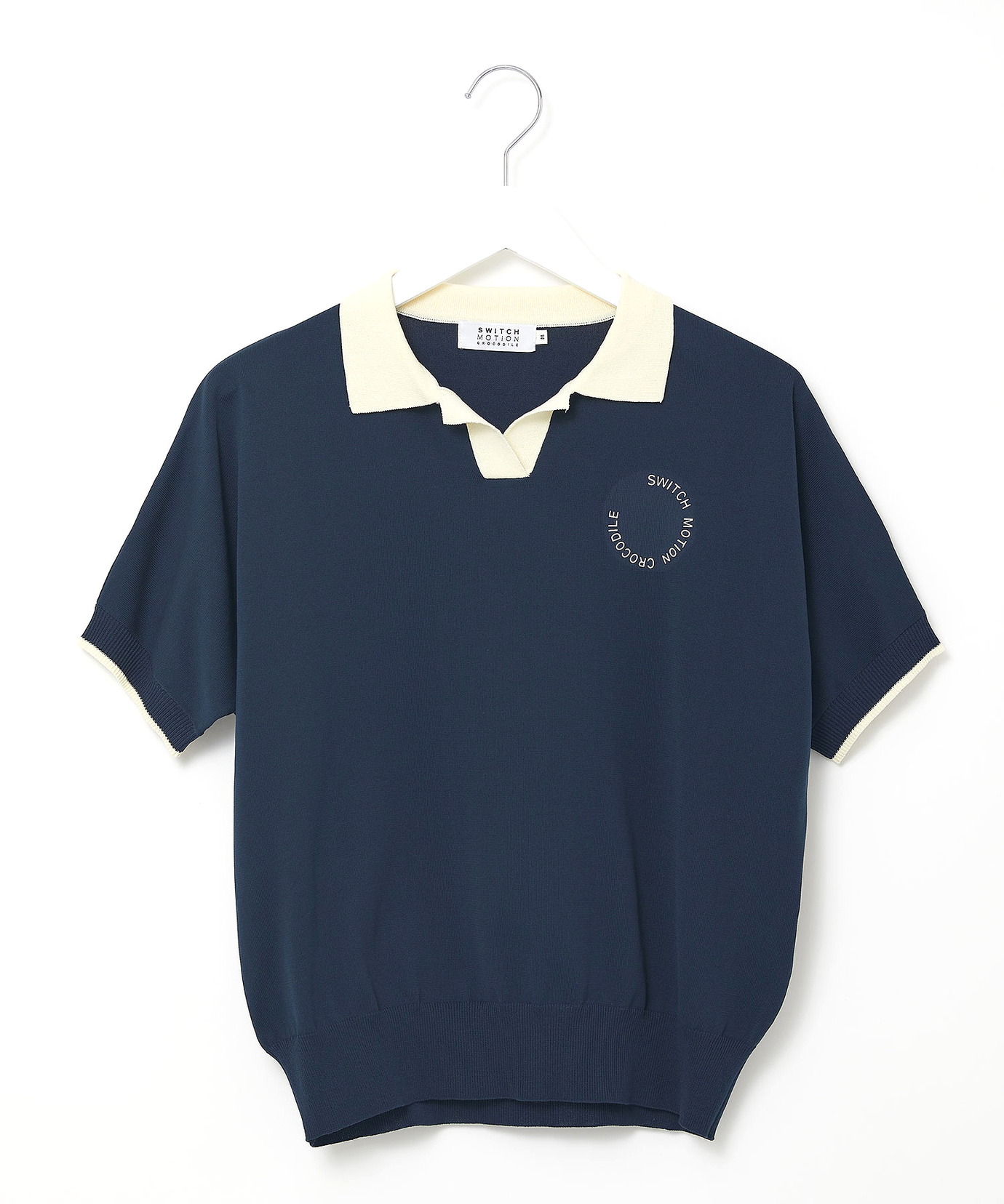 新品❤️archivio ネイビーポロシャツ フリル袖 レディース スキッパー ニット ポロシャツ【ZERO POLO SHIRT】通販