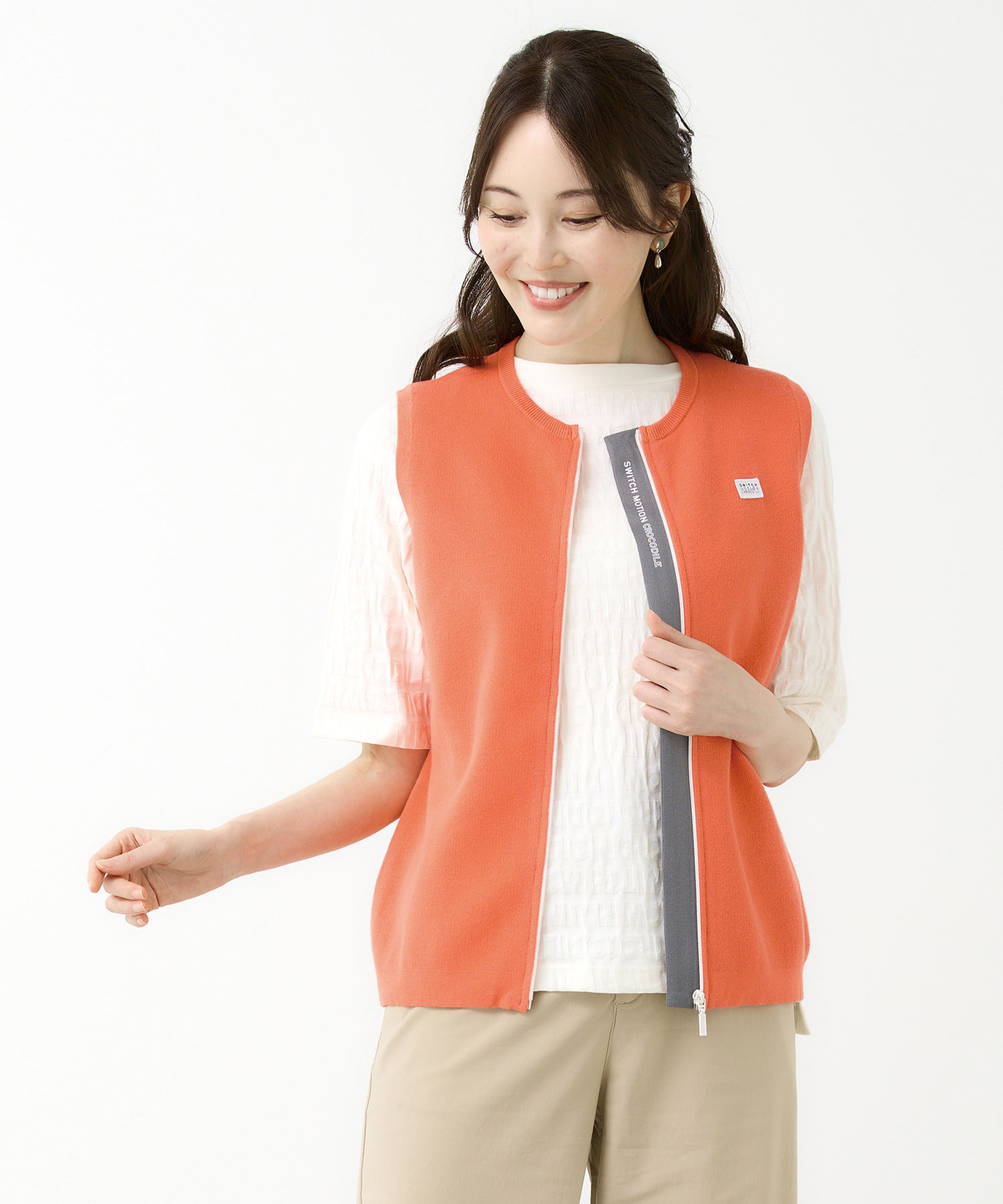 レディース ジップアップ ニット ベスト通販 [2003-55300