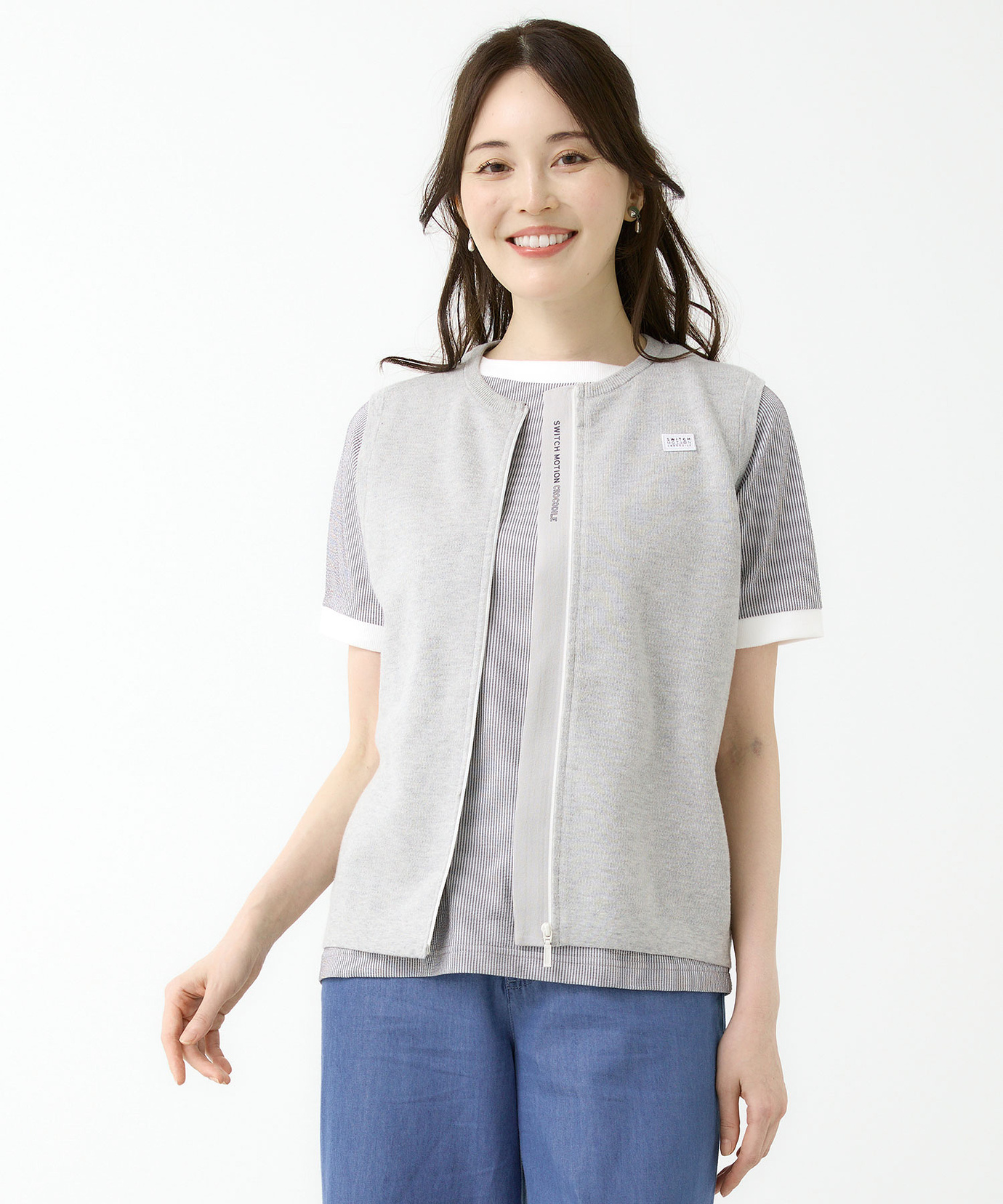 レディース ジップアップ ニット ベスト通販 [2003-55300 レディース ジップアップ ニット ベスト通販 [2003-55300