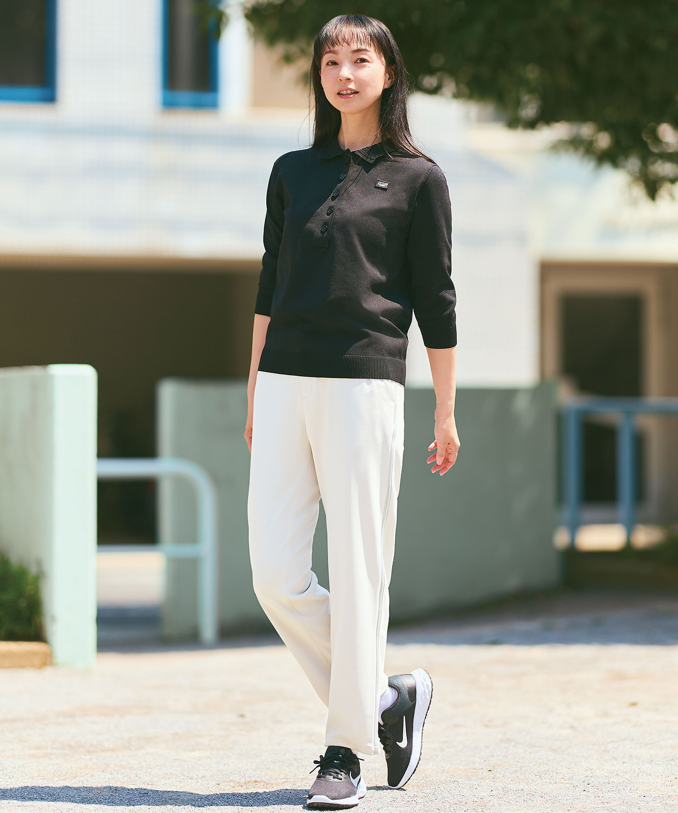 レディース 七分袖 ニット ポロシャツ【手洗いOK】通販 [2003-55301