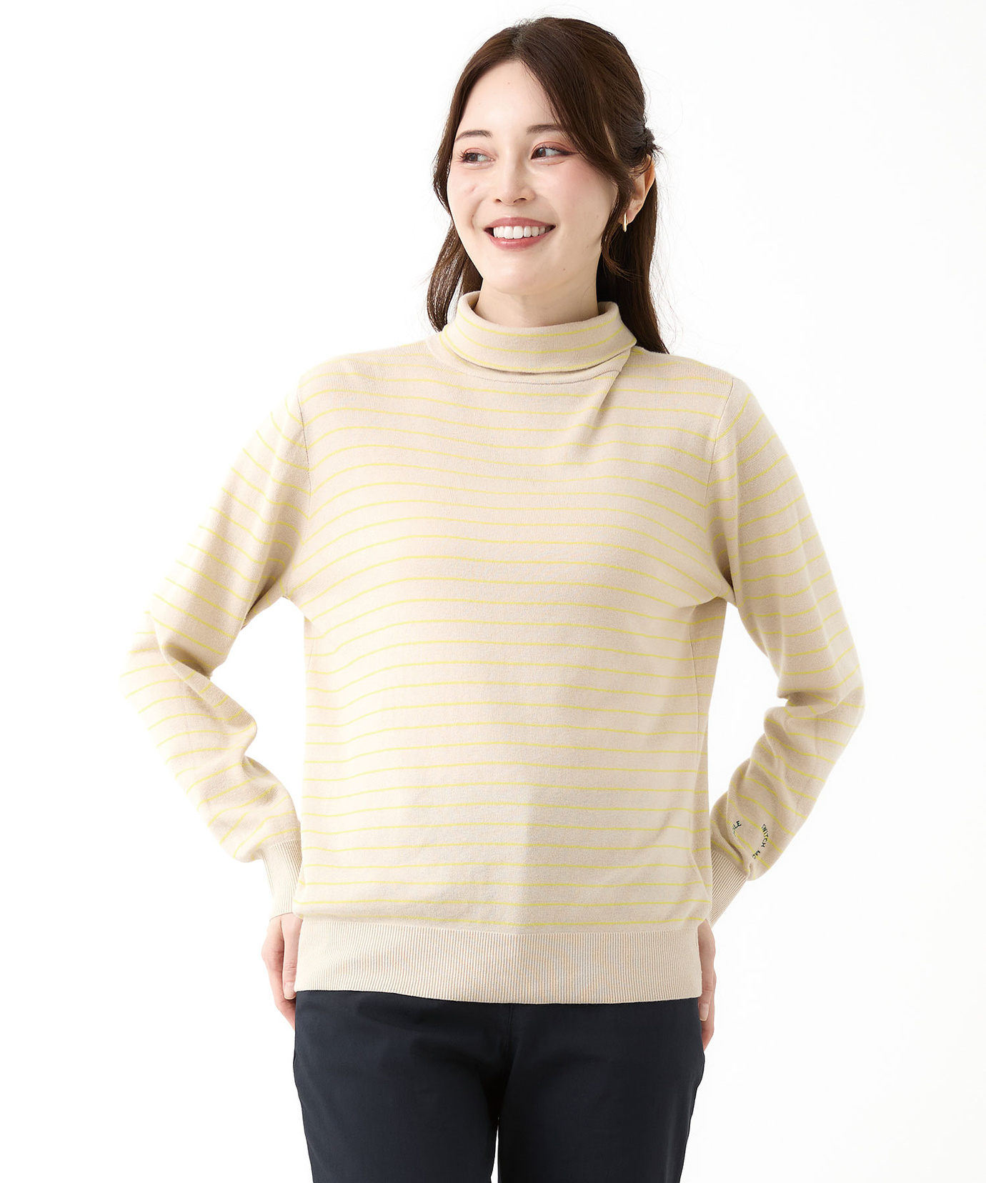 レディース タートルネック 配色 ニット【手洗いOK】通販 [2003-55302