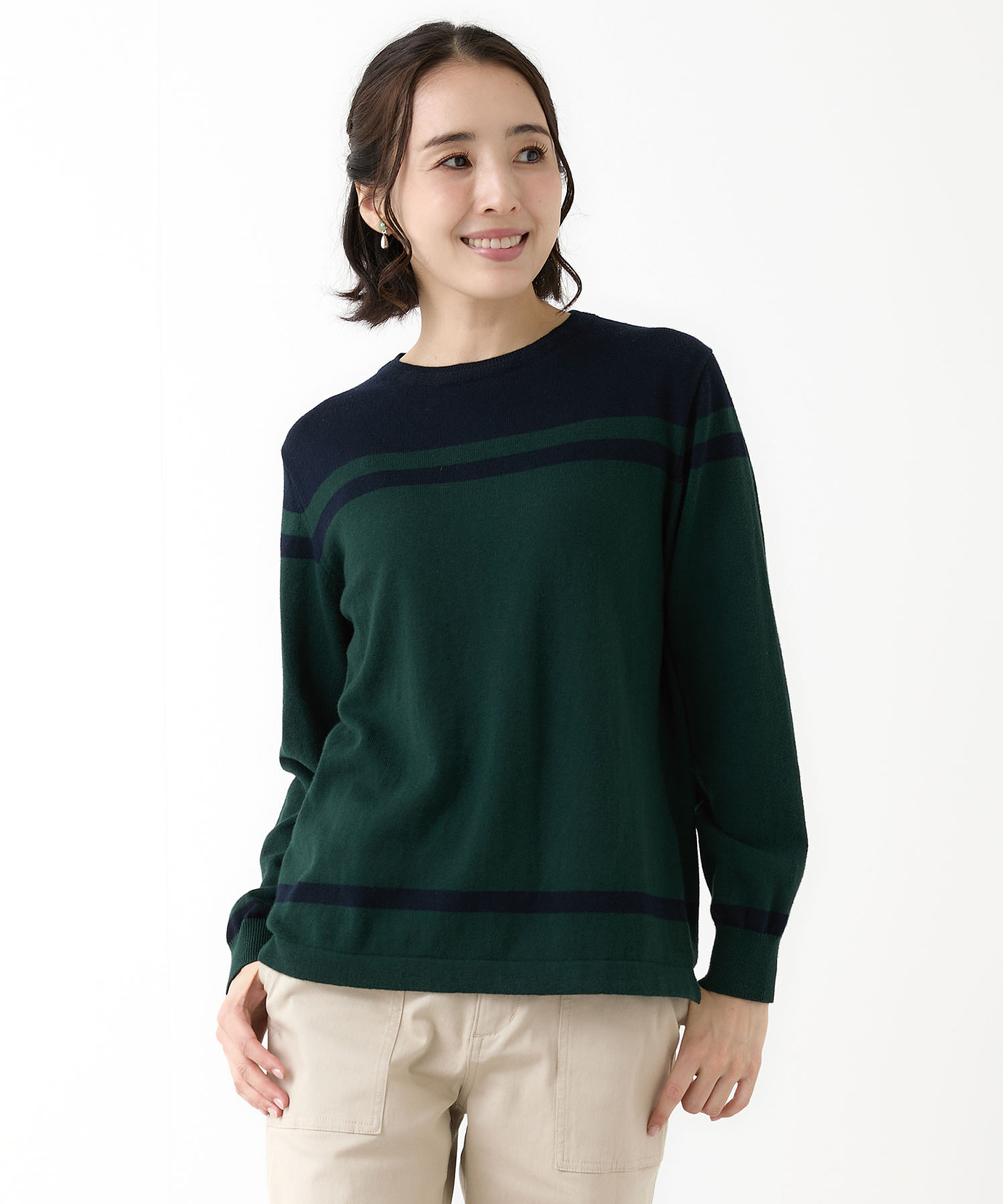 レディース パネル配色切り替え プルオーバー【手洗いOK】通販