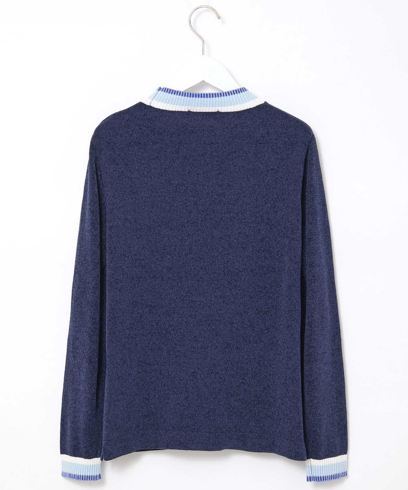 レディース 襟配色 ハイネックプルオーバー ニット通販 [2003-57301