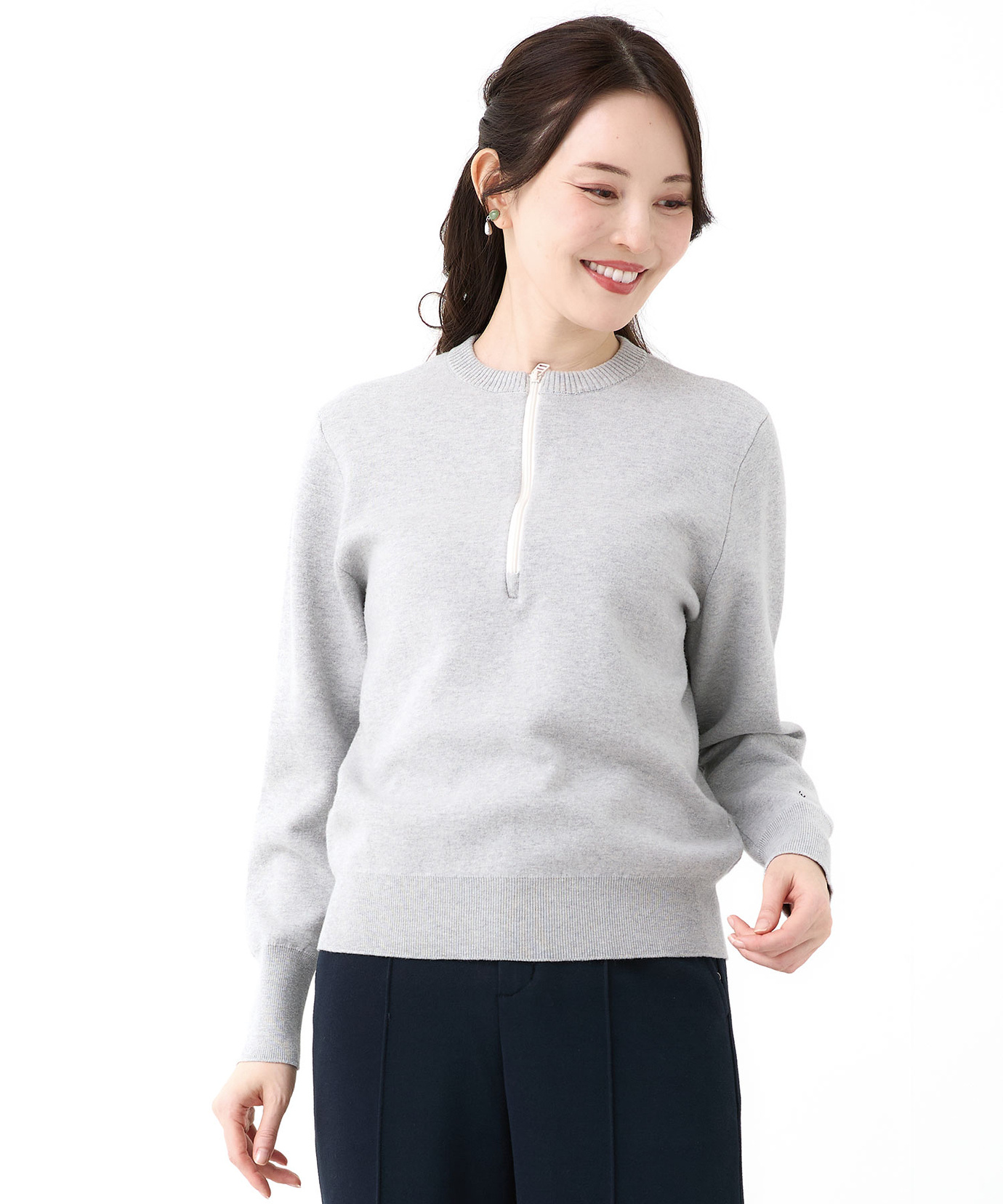 レディース ハーフジップ プルオーバー ニット通販 [2003-57303