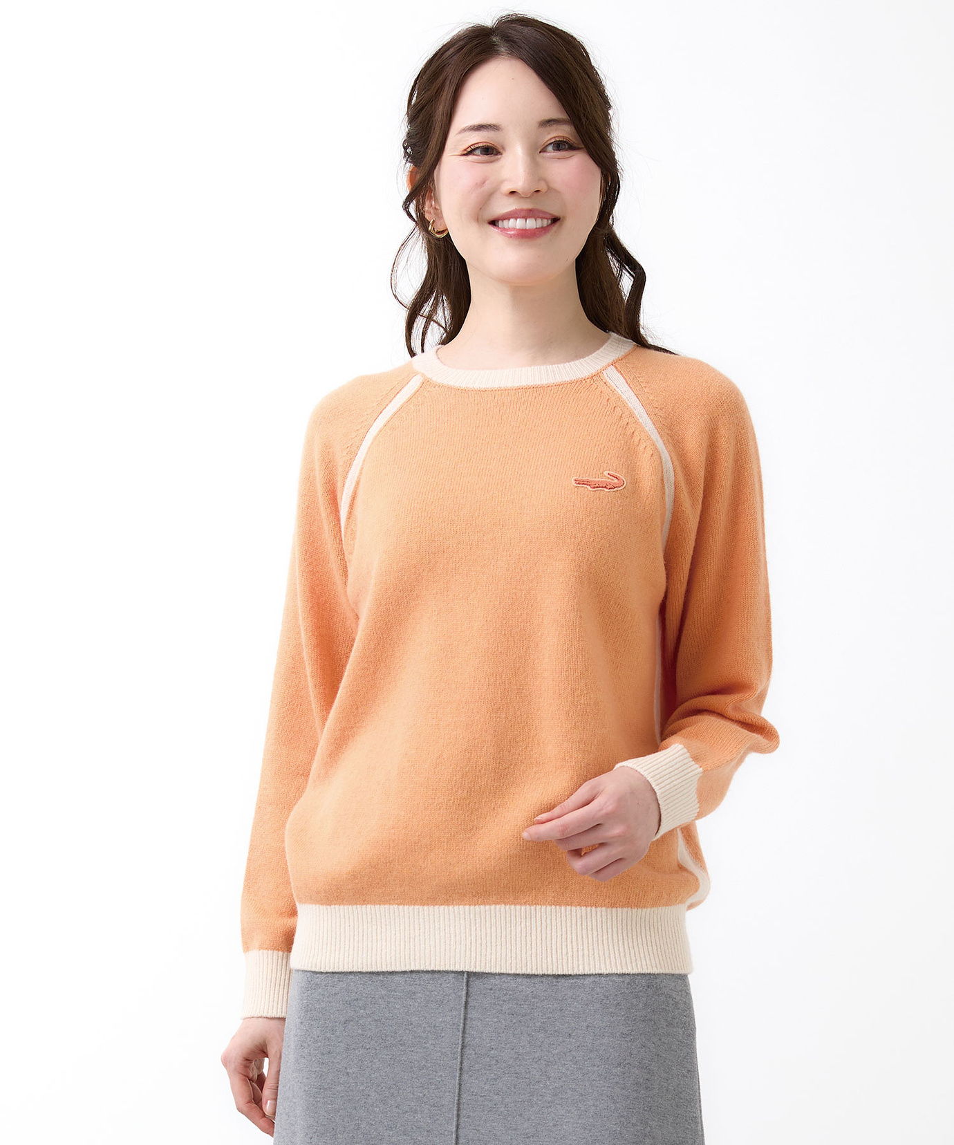 レディース ウールブレンド リブ配色 プルオーバーニット通販 [2003