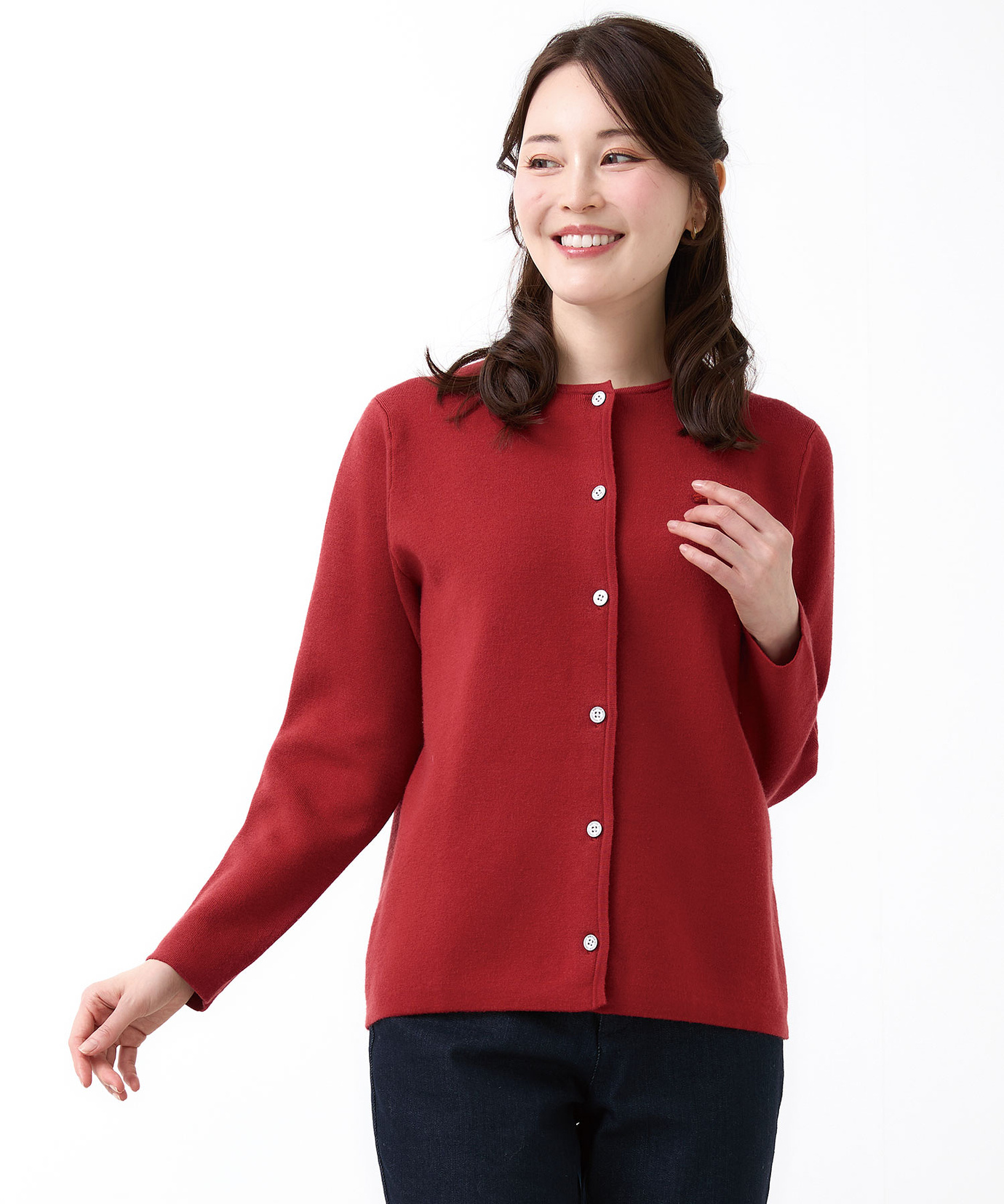 レディース クルーネック ニット カーディガン通販 [2003-57306