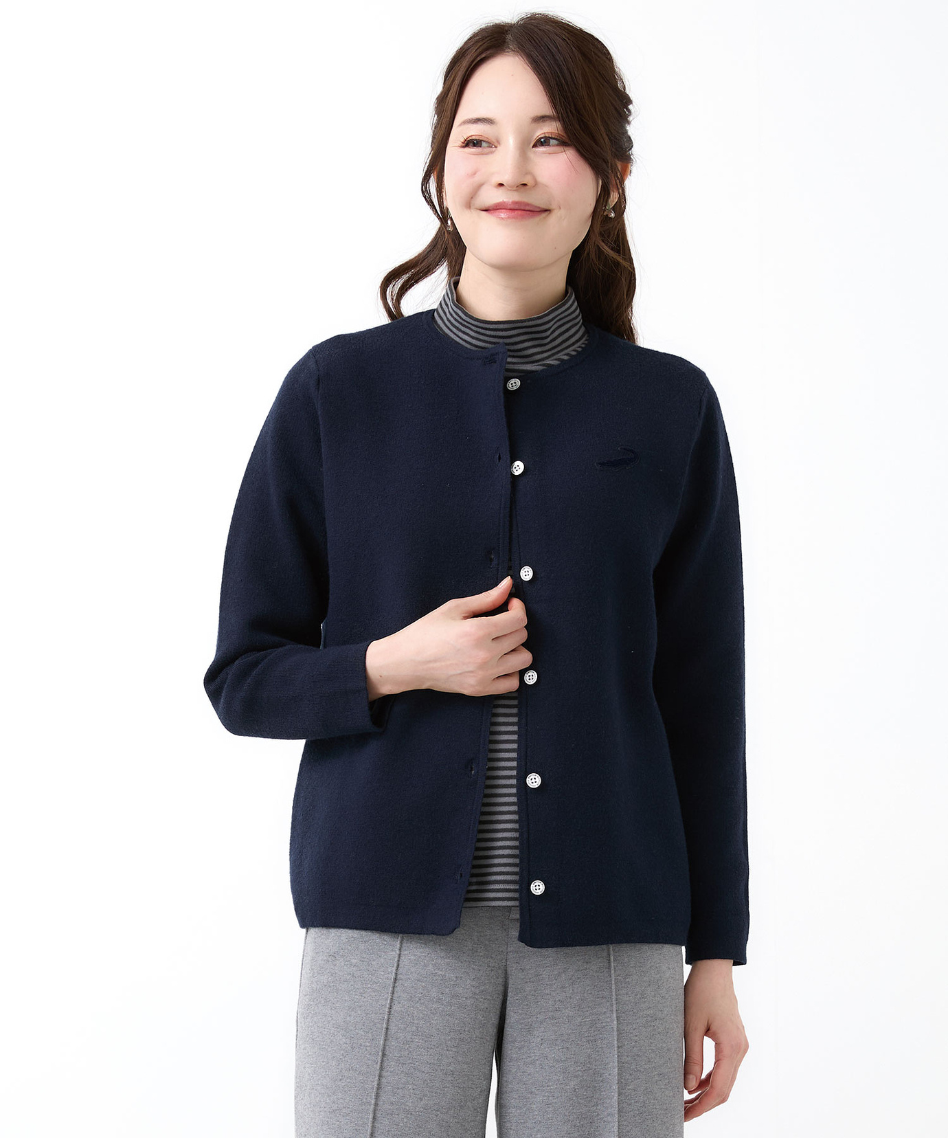 レディース クルーネック ニット カーディガン通販 [2003-57306