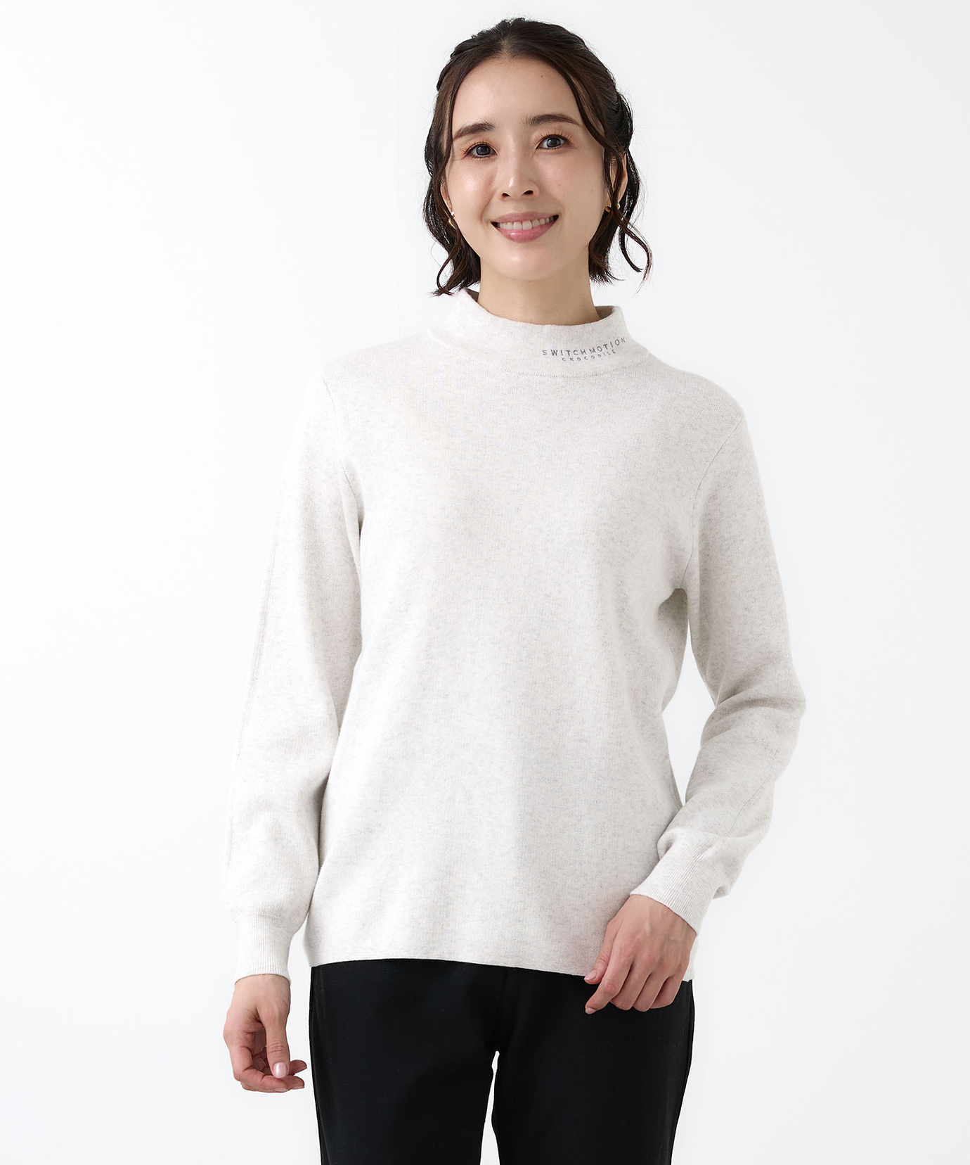 レディース ハイネック リブデザイン ニット通販 [2003-58303