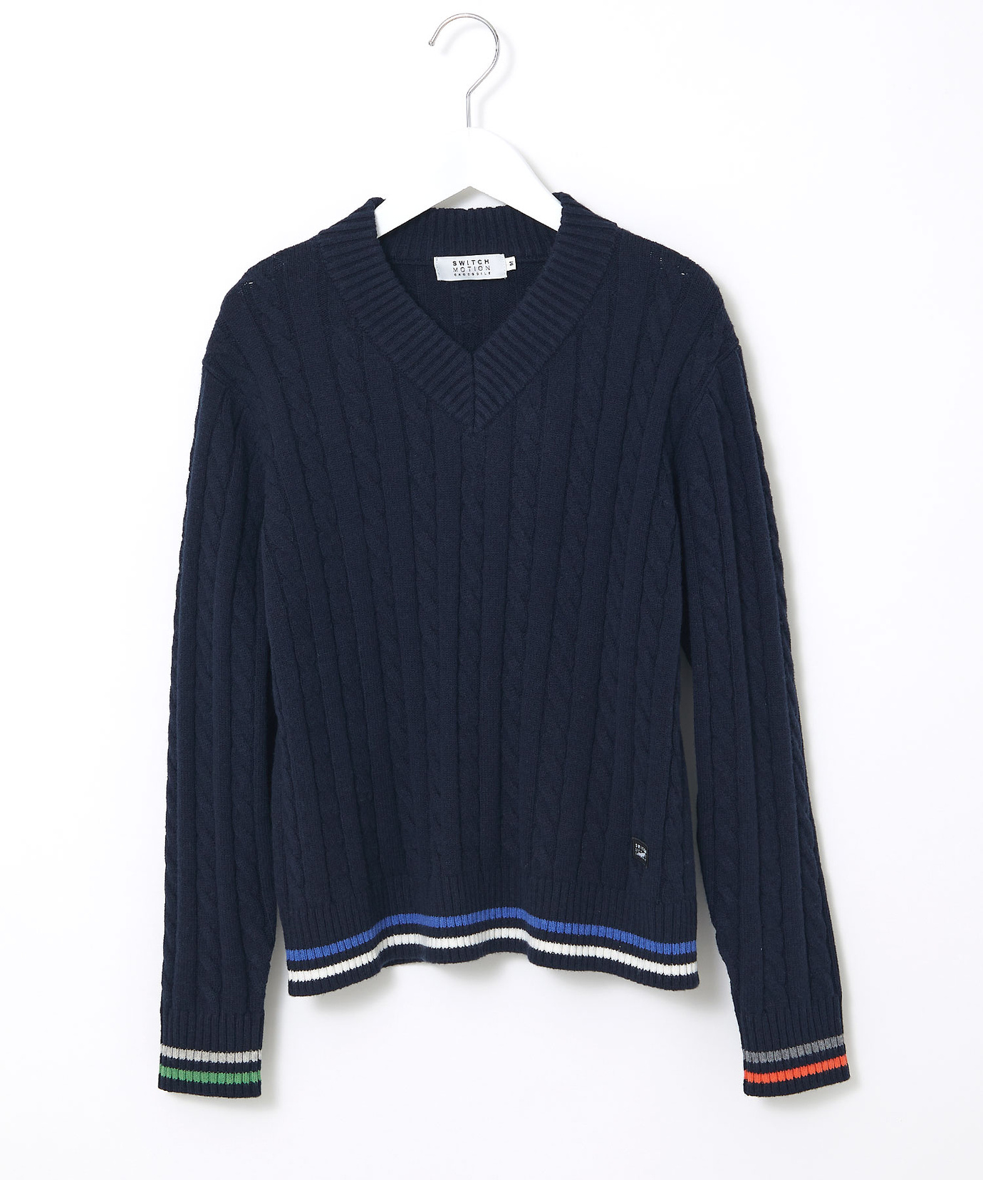 キャピタル★サーマルニット　サムホール　ウール　スリット　ゆったり　濃紺 AOYAMA 【洋服の青山】毛玉になりにくい ウール100% セーター メンズ V