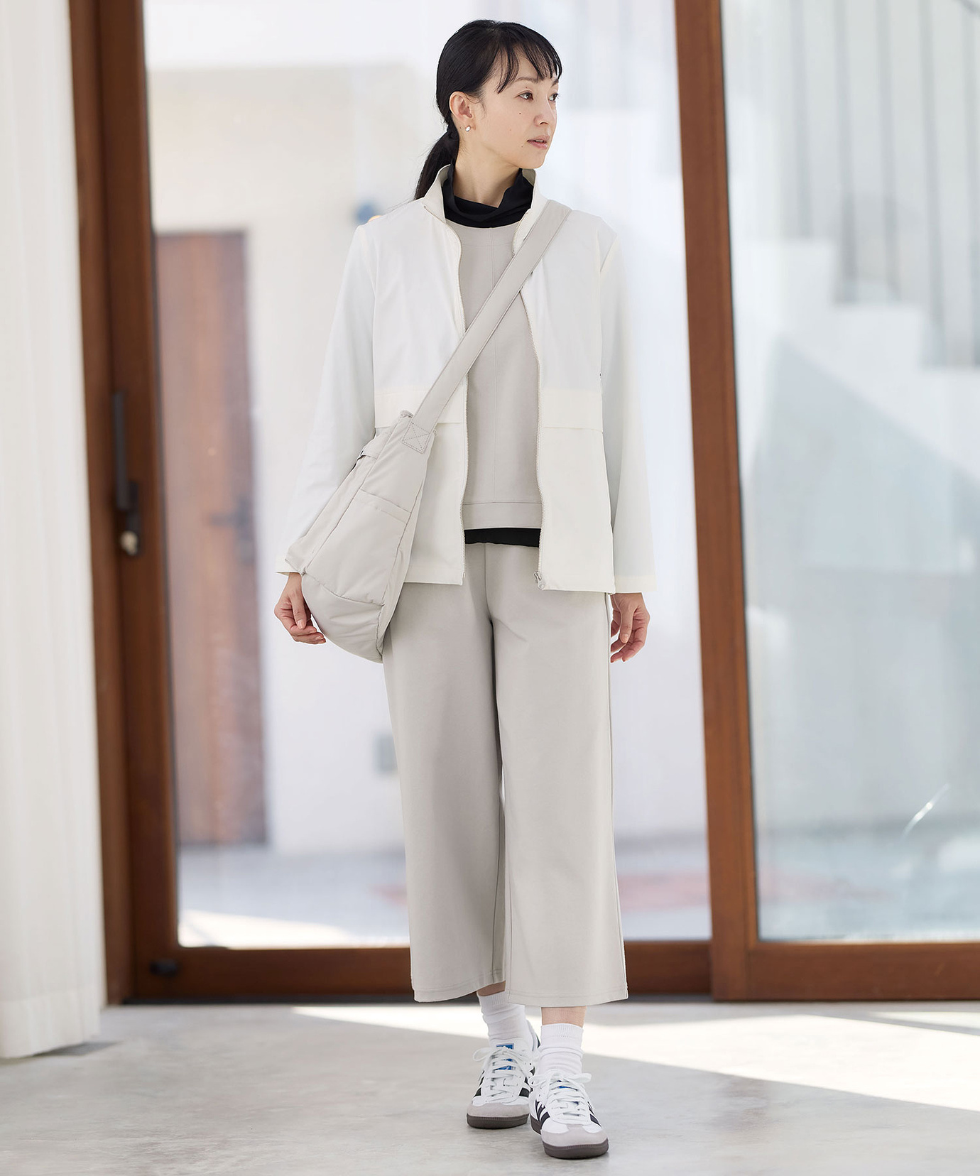 レディース スタンドカラー ジャージライク ブルゾン【手洗いOK】通販