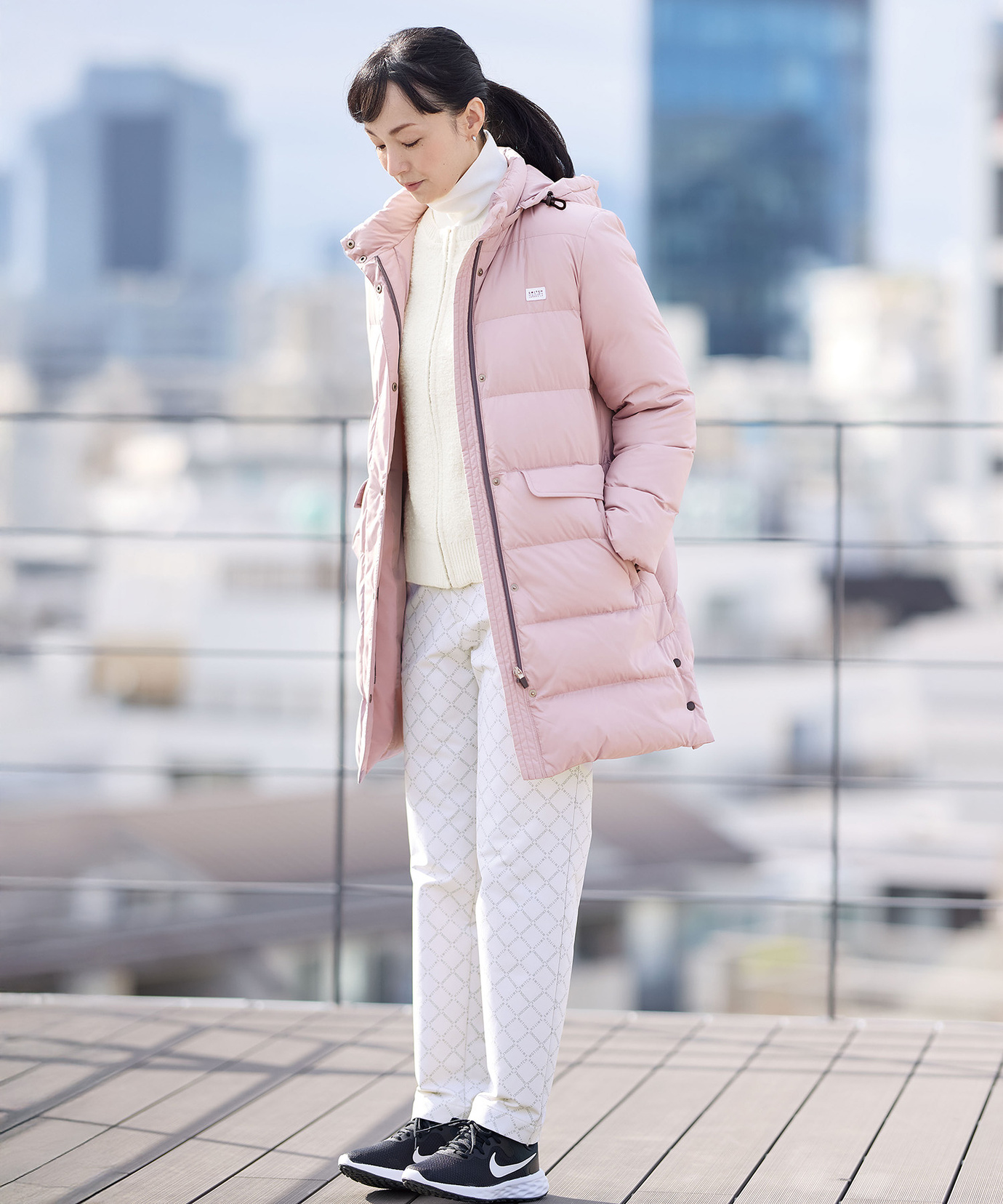 レディース ドットボタンデザイン ロング ダウン【撥水加工】通販