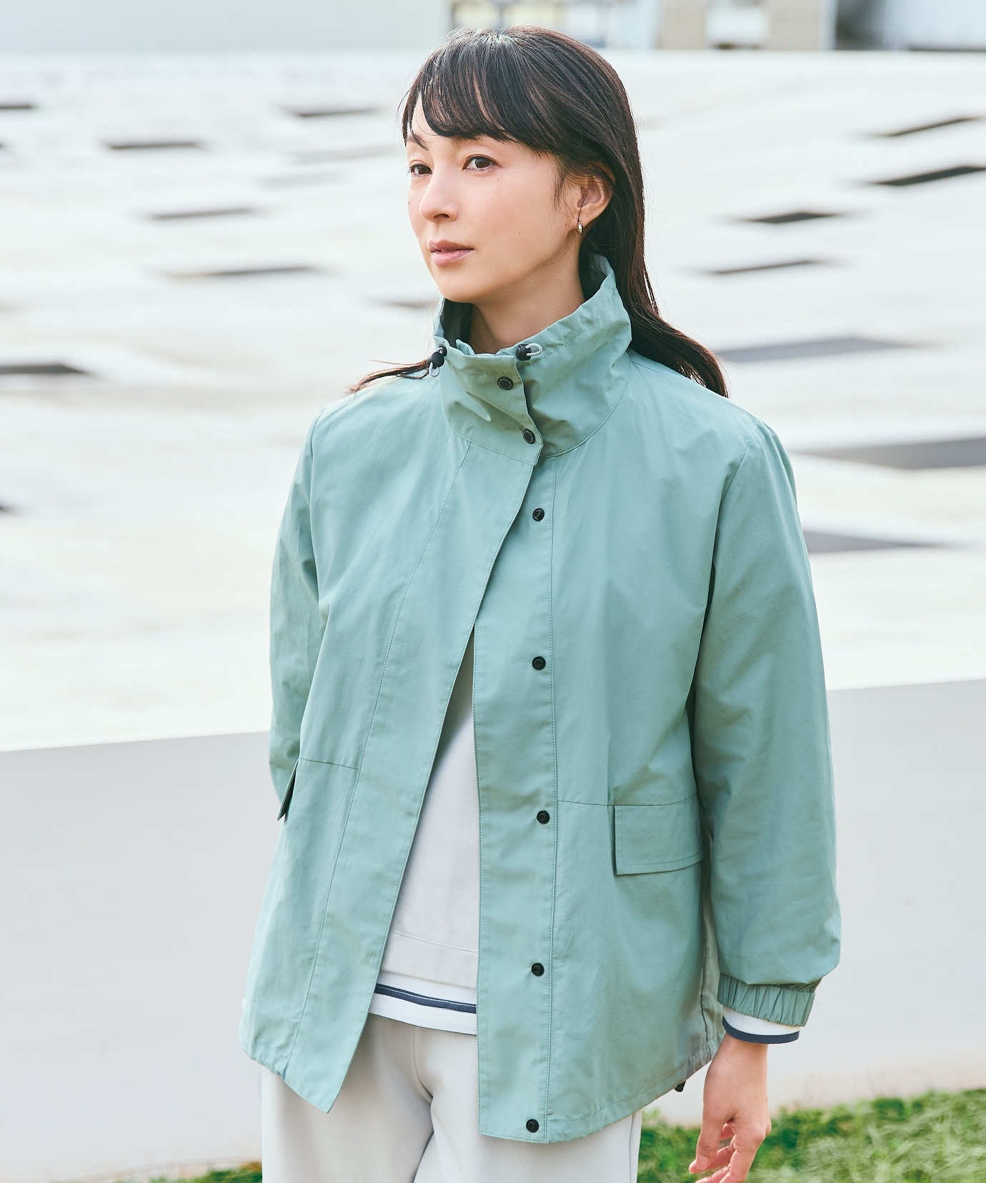 レディース コットンナイロン スタンドカラー ブルゾン通販 [2004