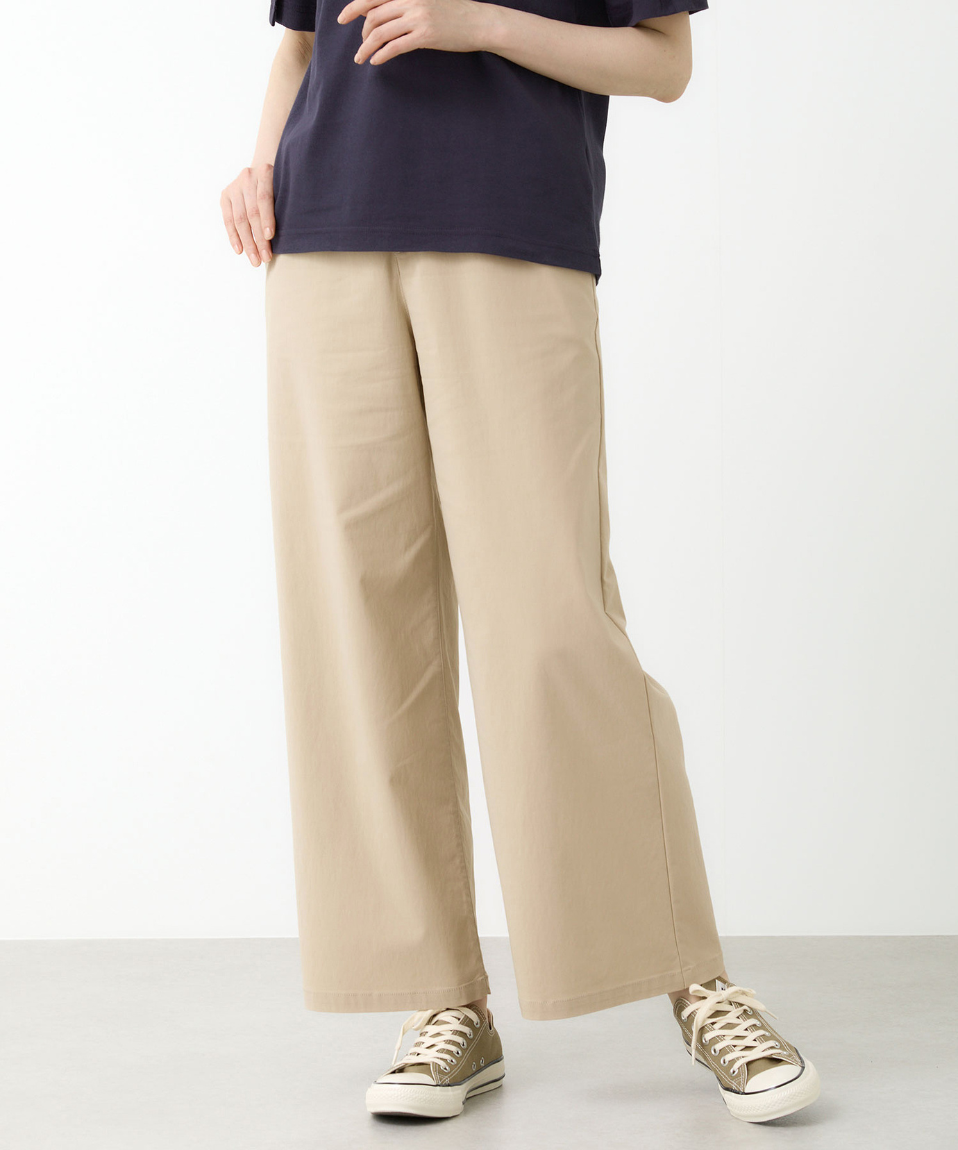 レディース ウエストゴム ワイド ストレッチ パンツ通販 [2005-54500